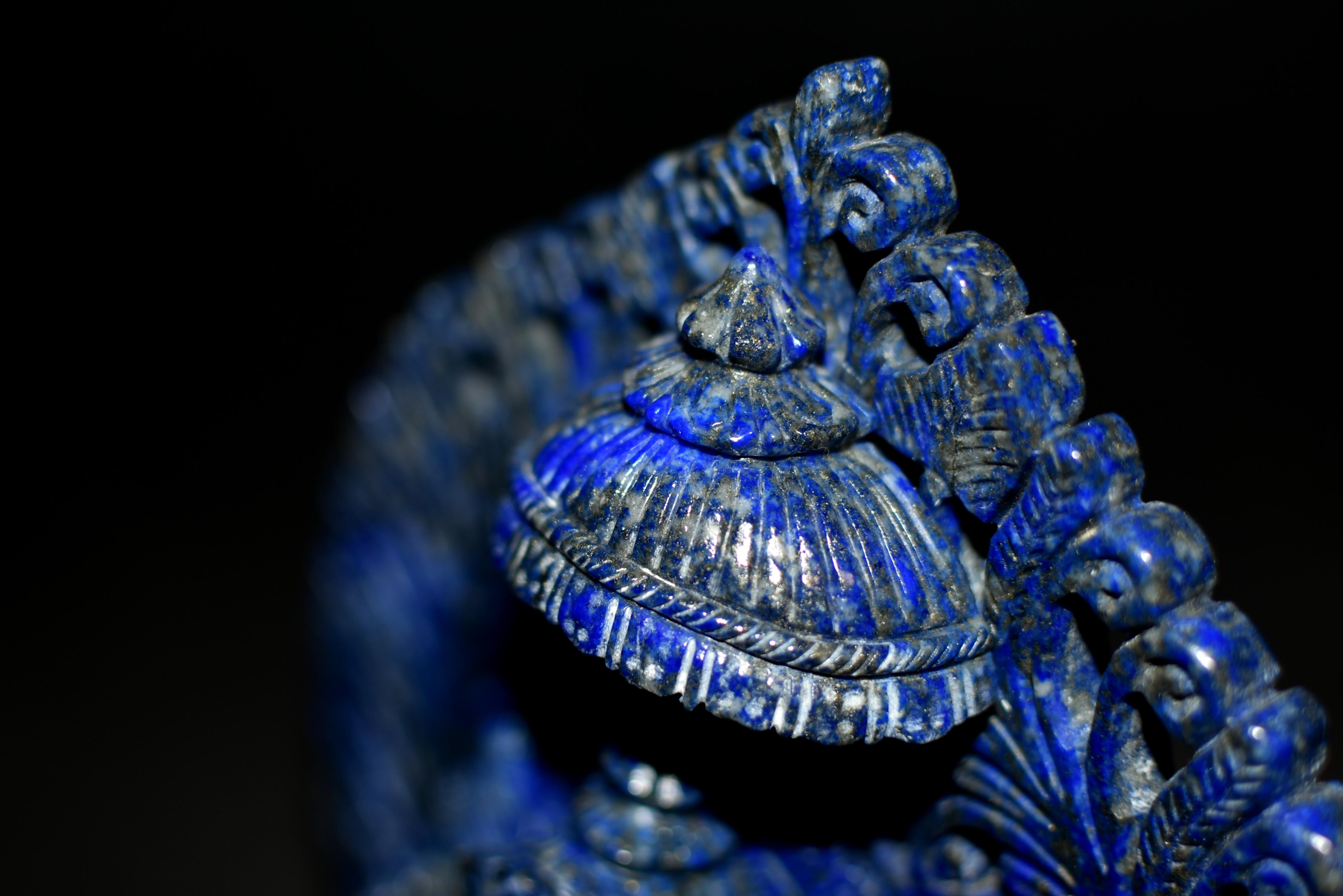 Natural Lapis Lazuli Ganesh Top Grade Finely Carved  11
