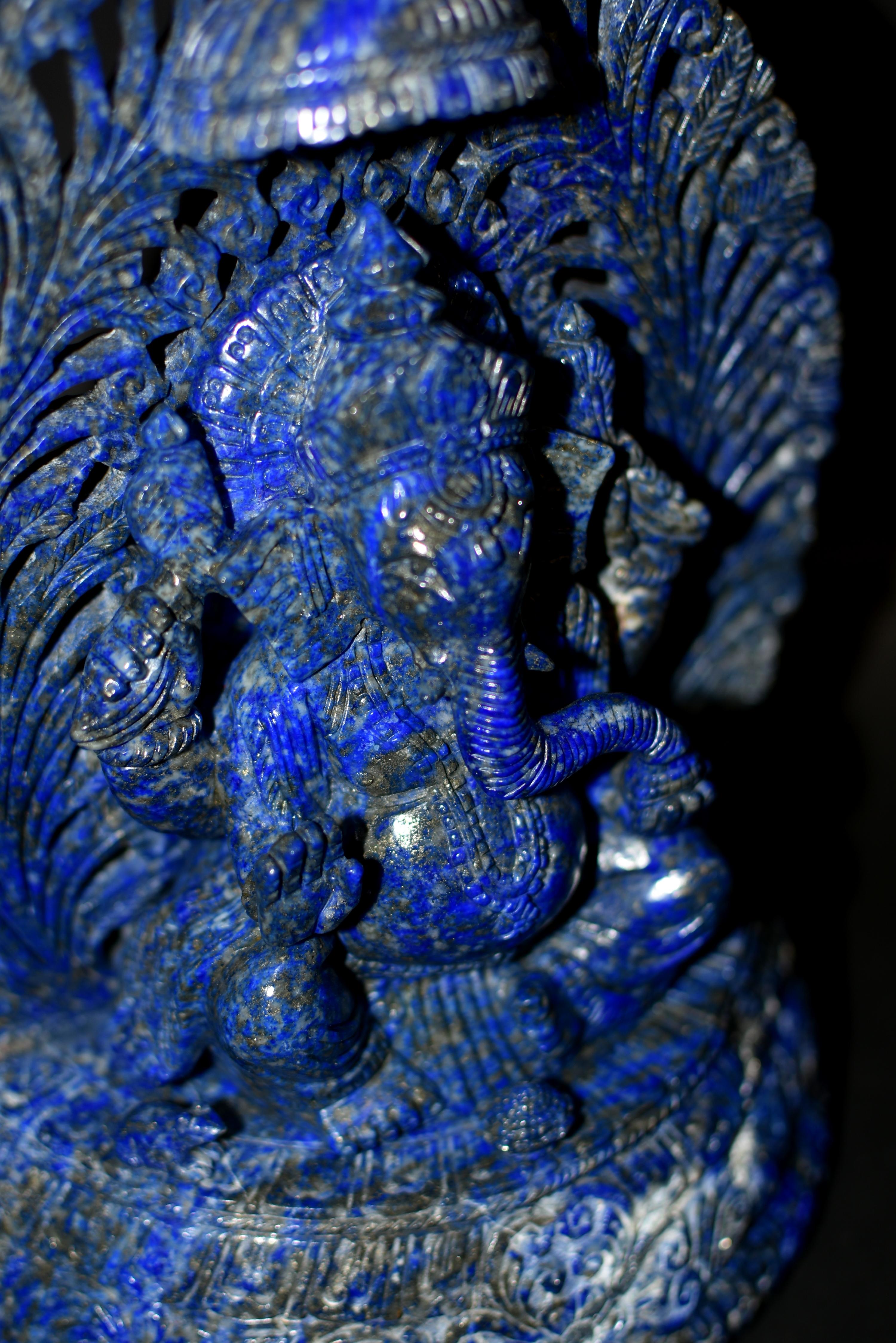 Natural Lapis Lazuli Ganesh Top Grade Finely Carved  14