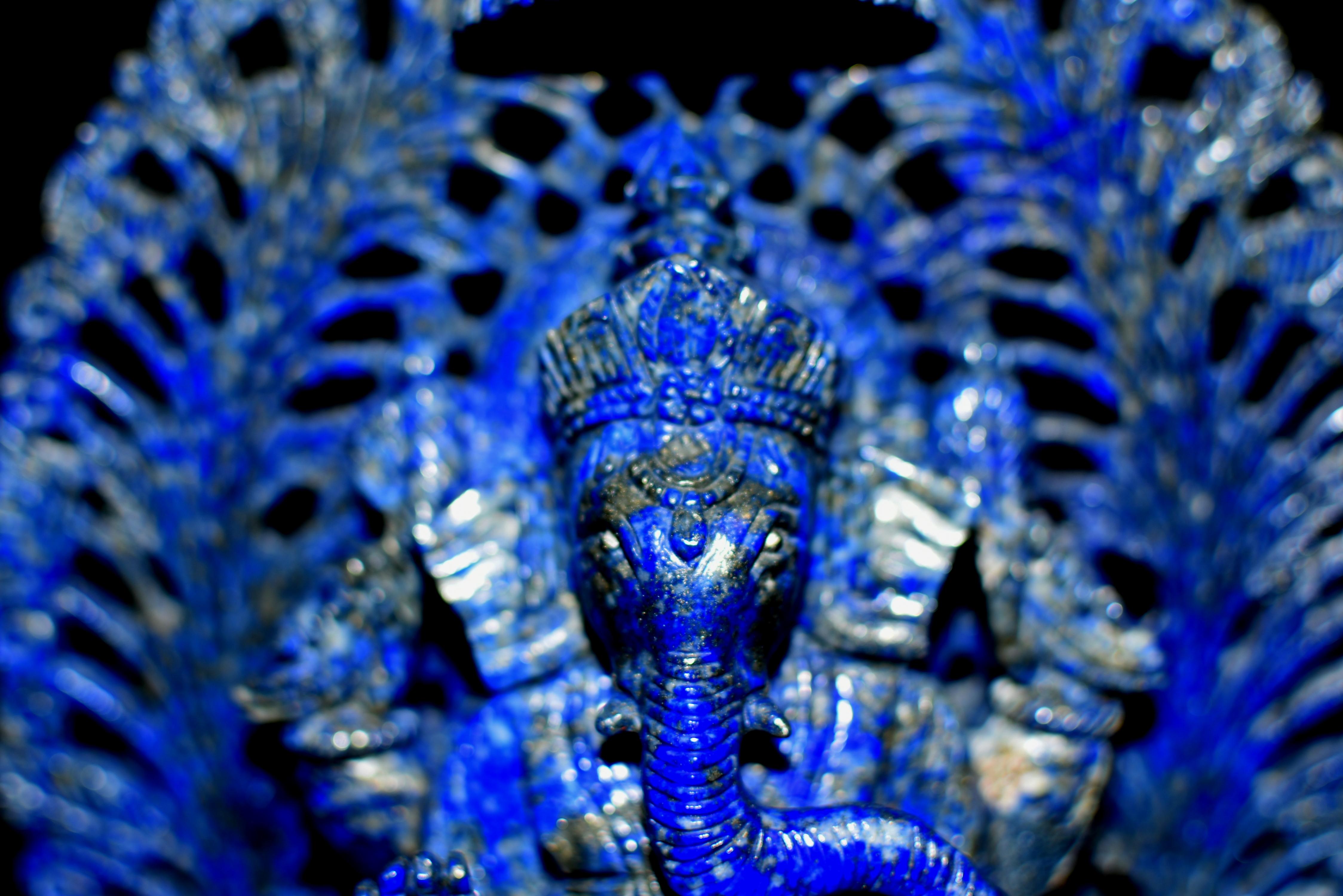 Natural Lapis Lazuli Ganesh Top Grade Finely Carved  2