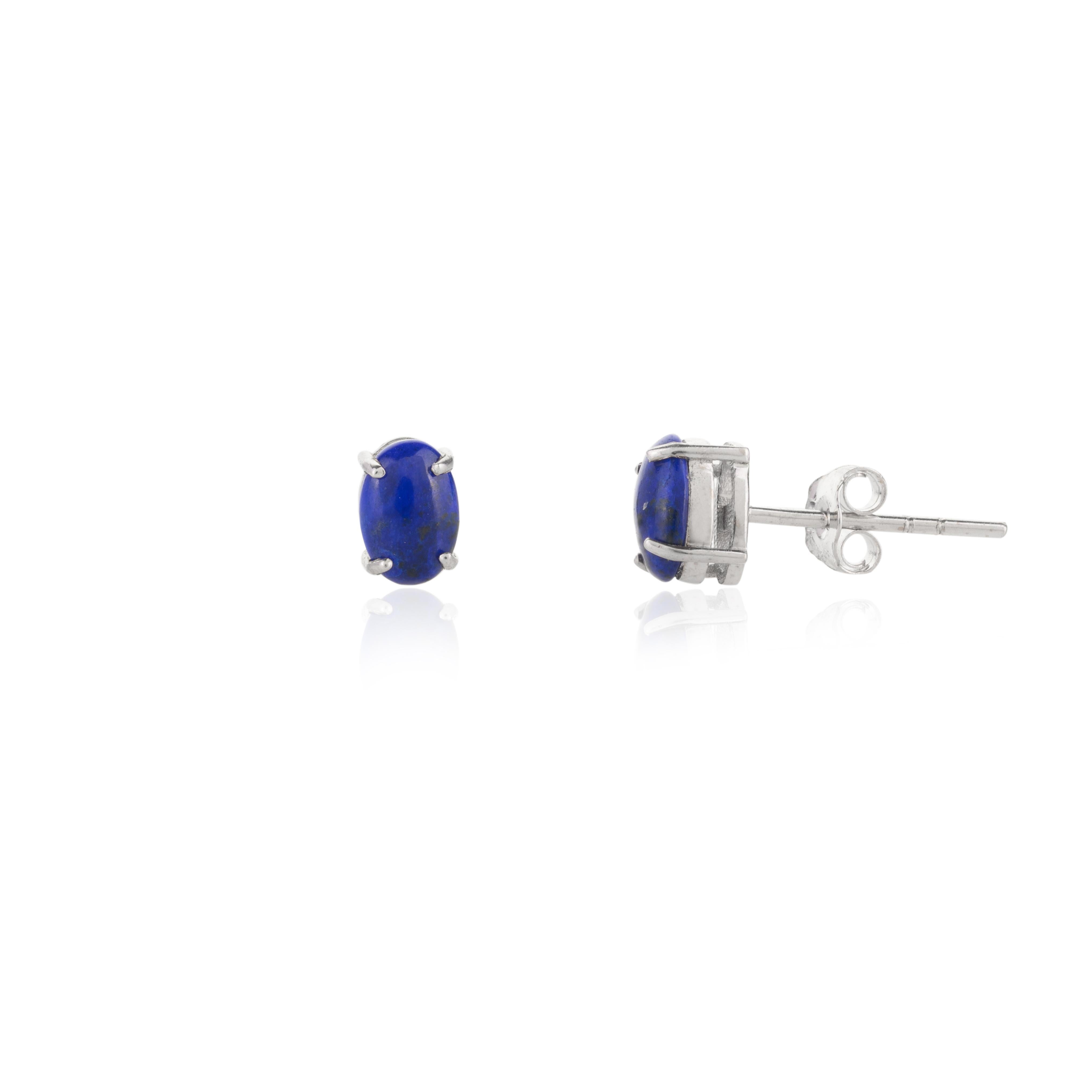 En vente :  Bague, pendentif et boucles d'oreilles en lapis-lazuli en or blanc massif 18k 10