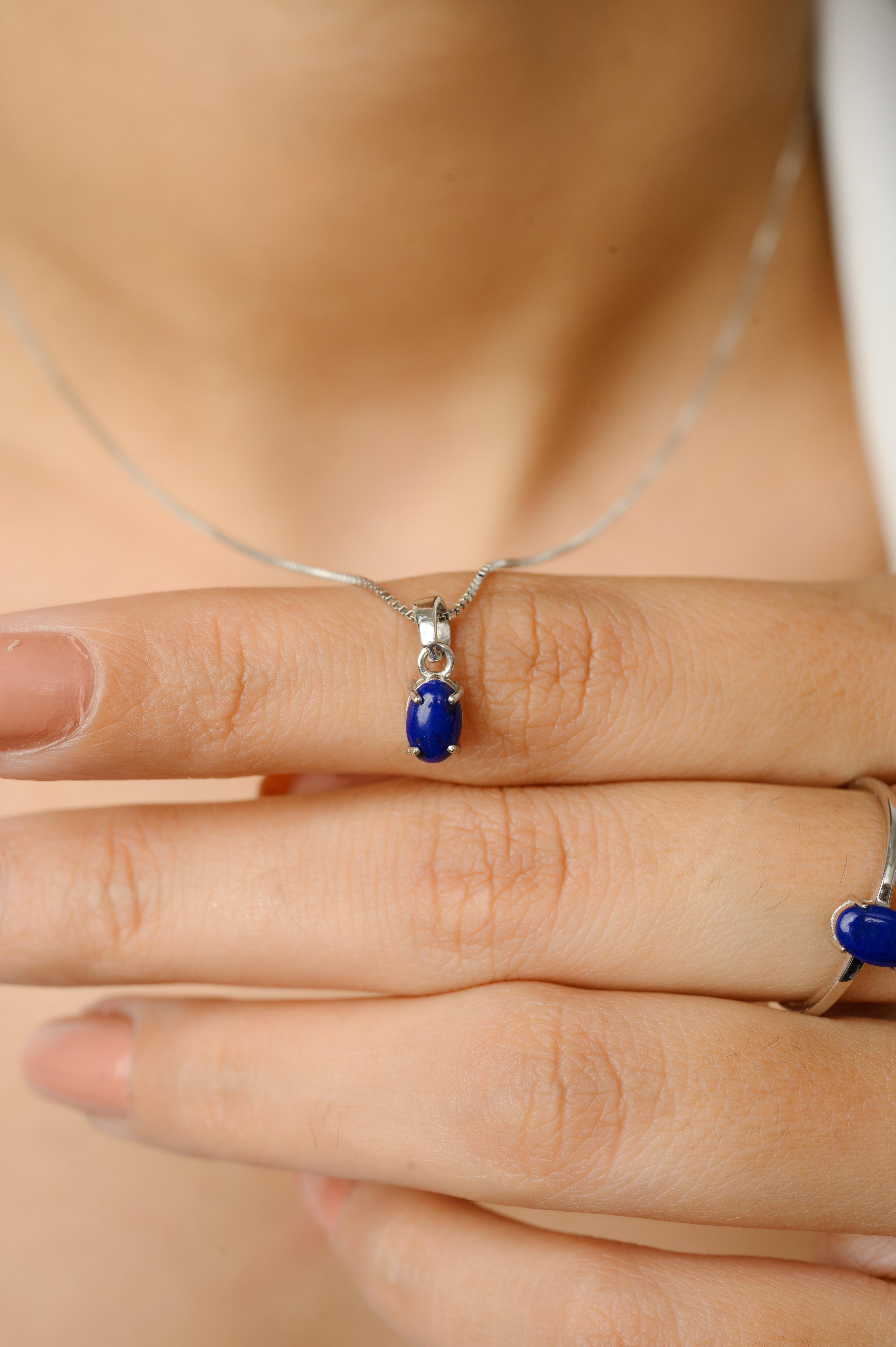 For Sale:  Lapis Lazuli Ring, Pendant and Earrings Jewelry Set in 18k Solid White Gold 13