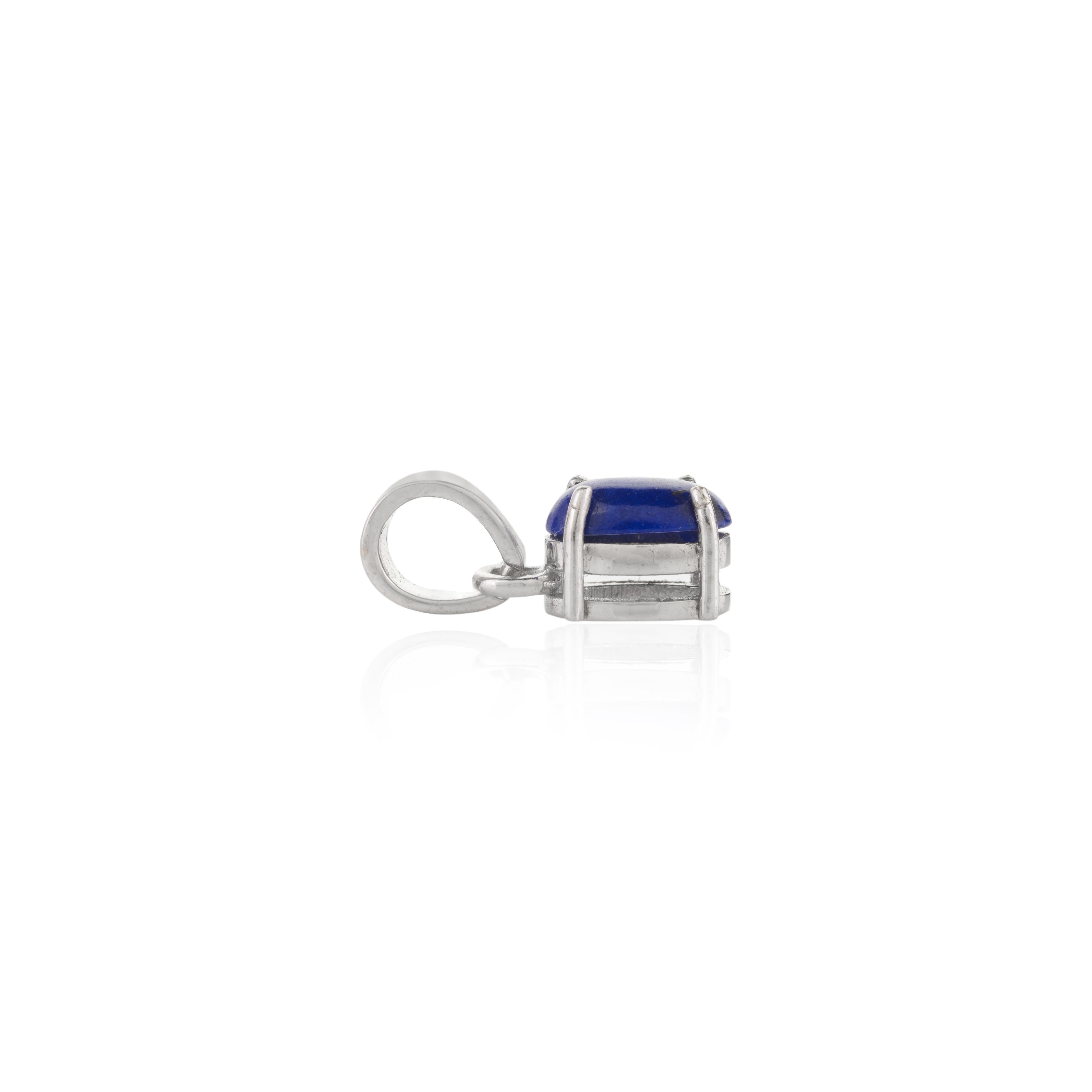 For Sale:  Lapis Lazuli Ring, Pendant and Earrings Jewelry Set in 18k Solid White Gold 5