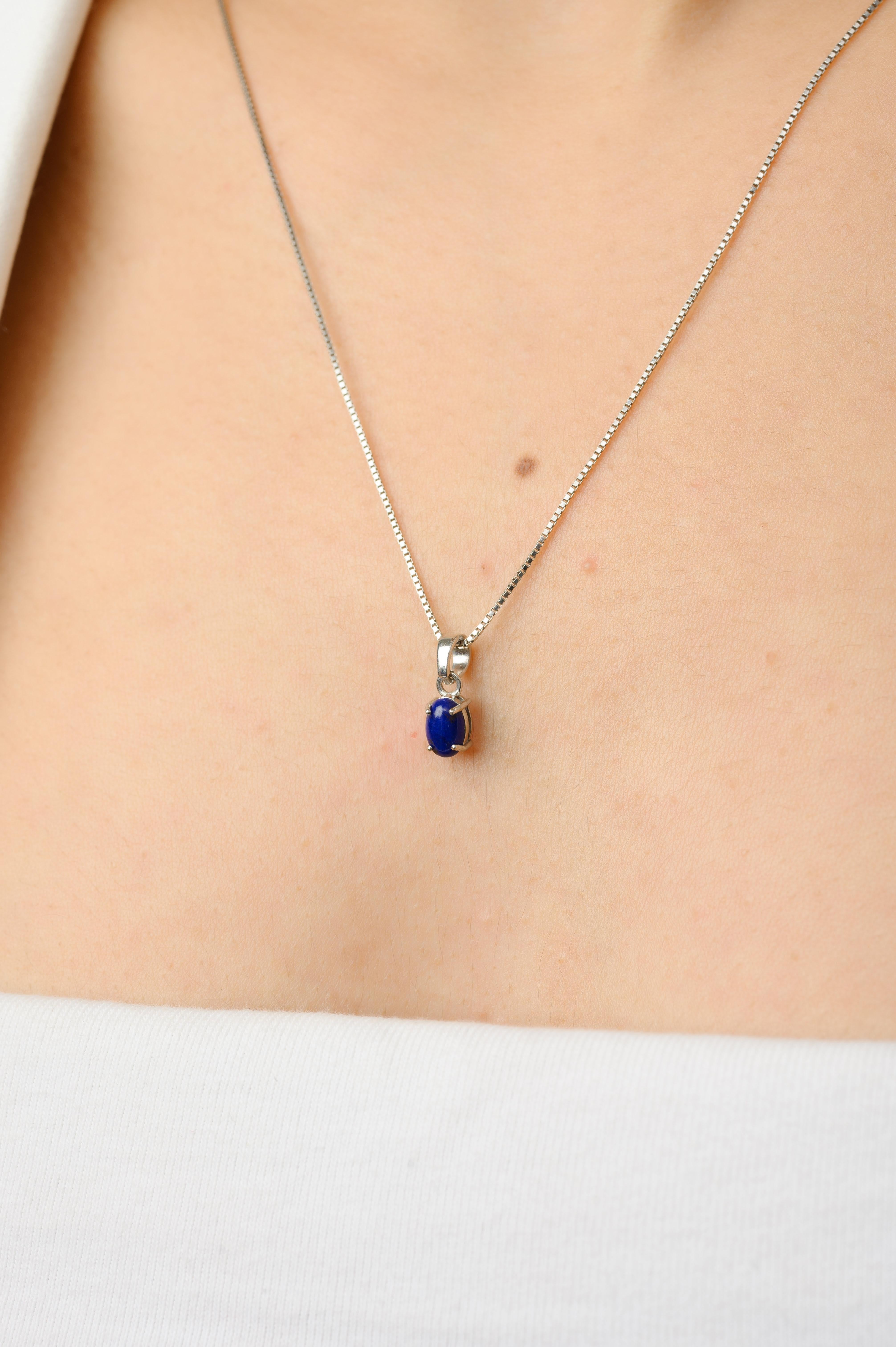 For Sale:  Lapis Lazuli Ring, Pendant and Earrings Jewelry Set in 18k Solid White Gold 6