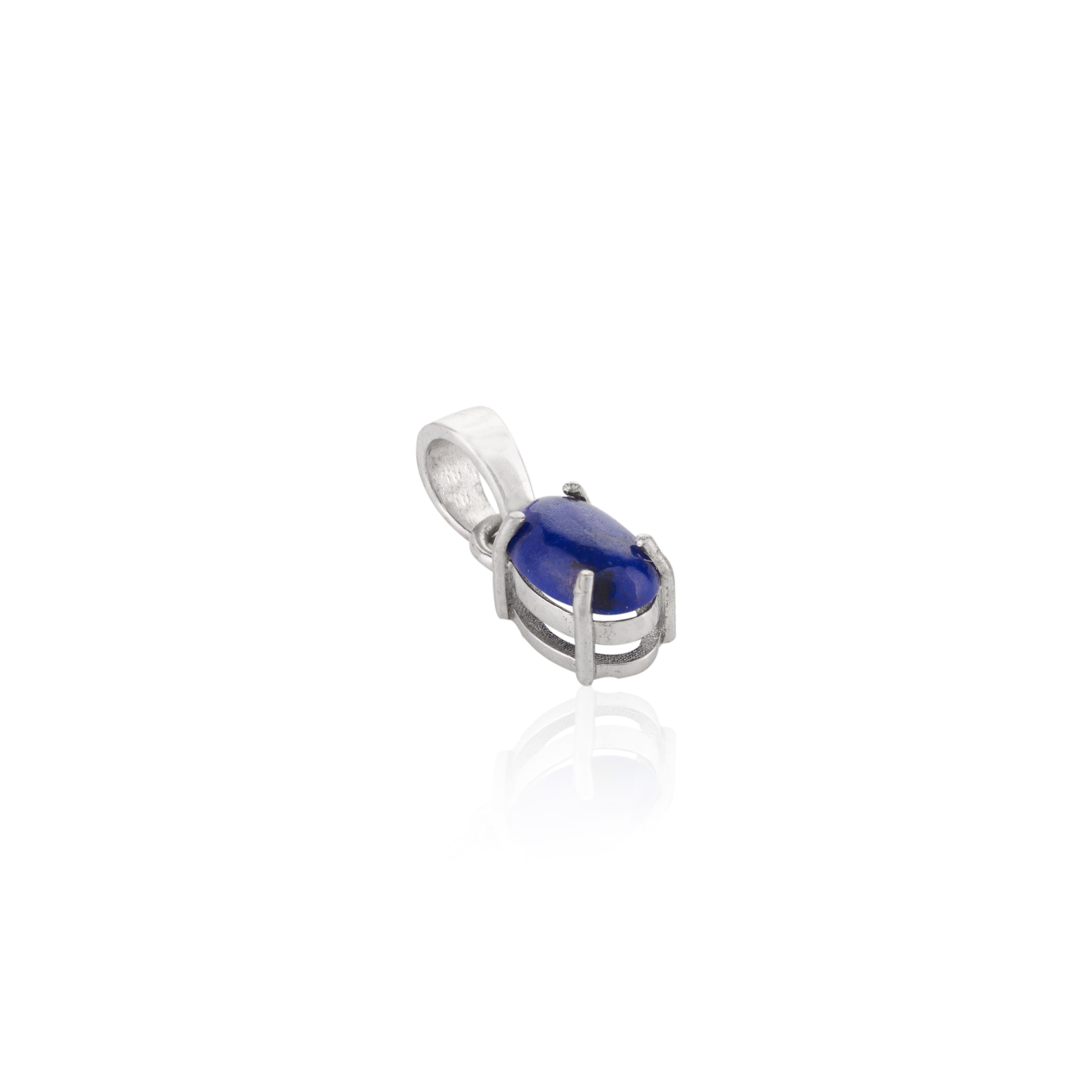 For Sale:  Lapis Lazuli Ring, Pendant and Earrings Jewelry Set in 18k Solid White Gold 7
