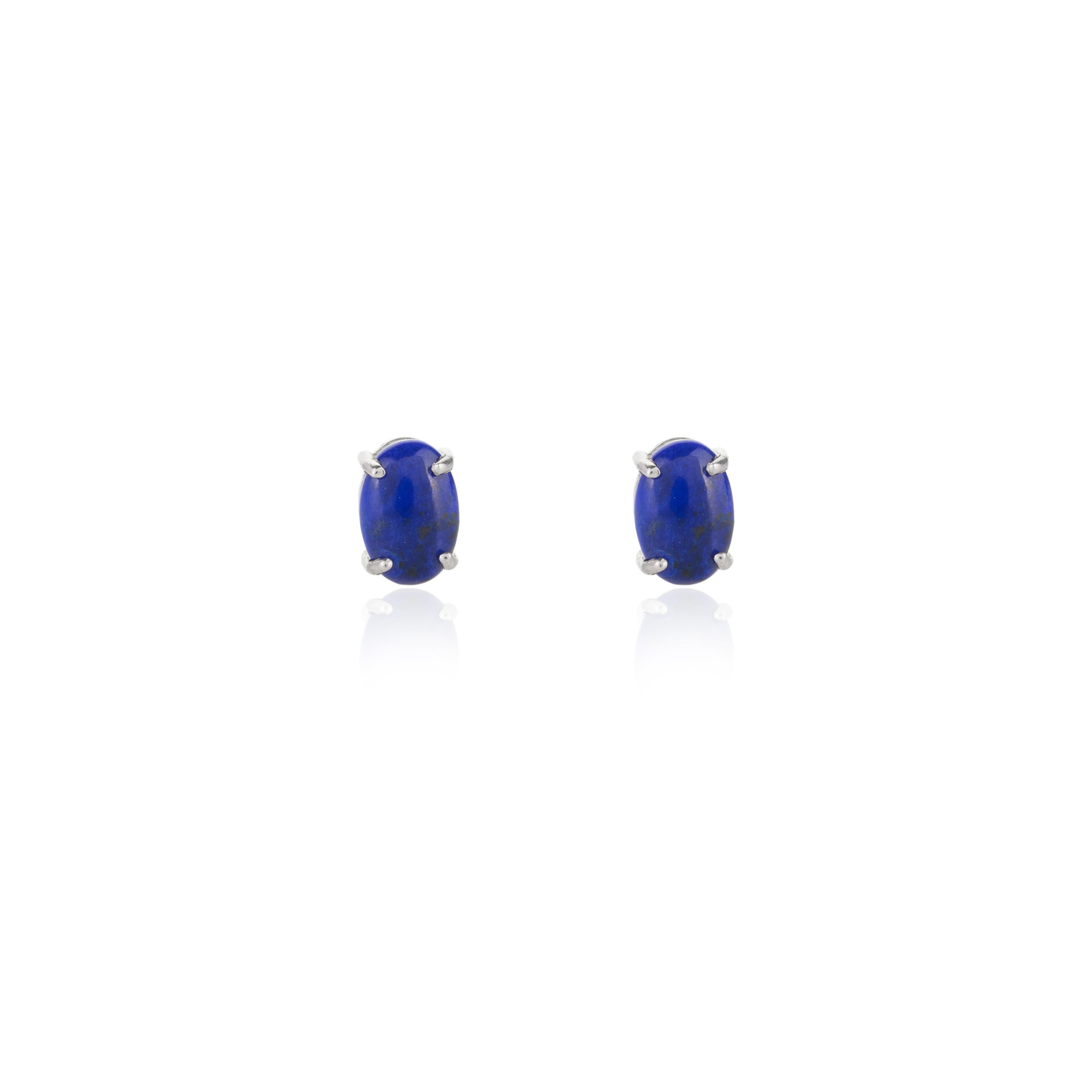 En vente :  Bague, pendentif et boucles d'oreilles en lapis-lazuli en or blanc massif 18k 9
