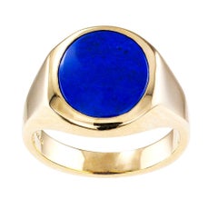 Retro Lapis Lazuli Gentlemans Gold Ring