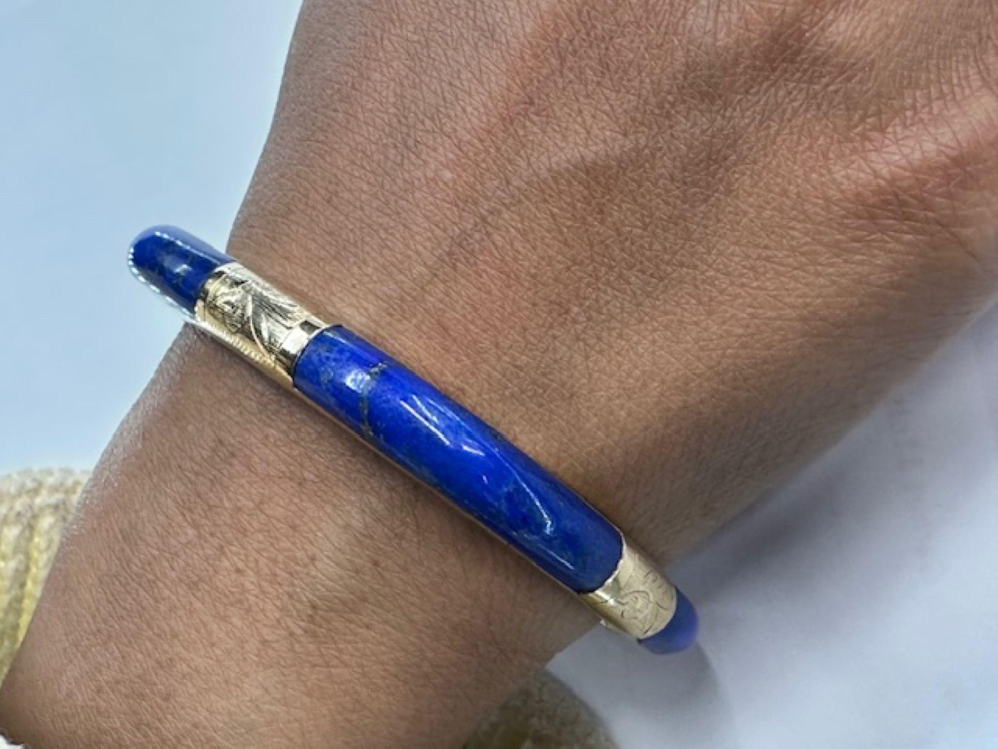 Lapis Lazuli Gold Bangle Corte mixto en venta