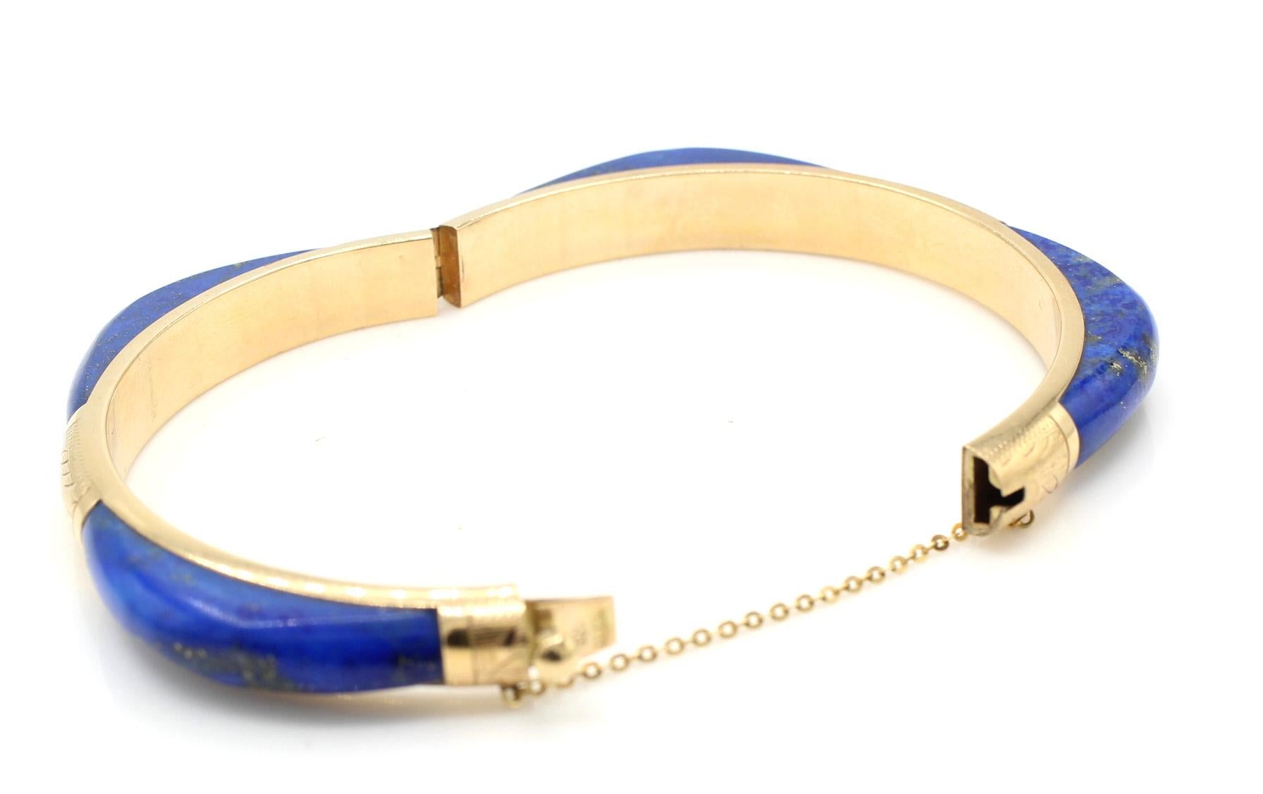 Femenino o masculino Lapis Lazuli Gold Bangle en venta