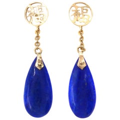 Lapis Lazuli Gold Ear Pendants