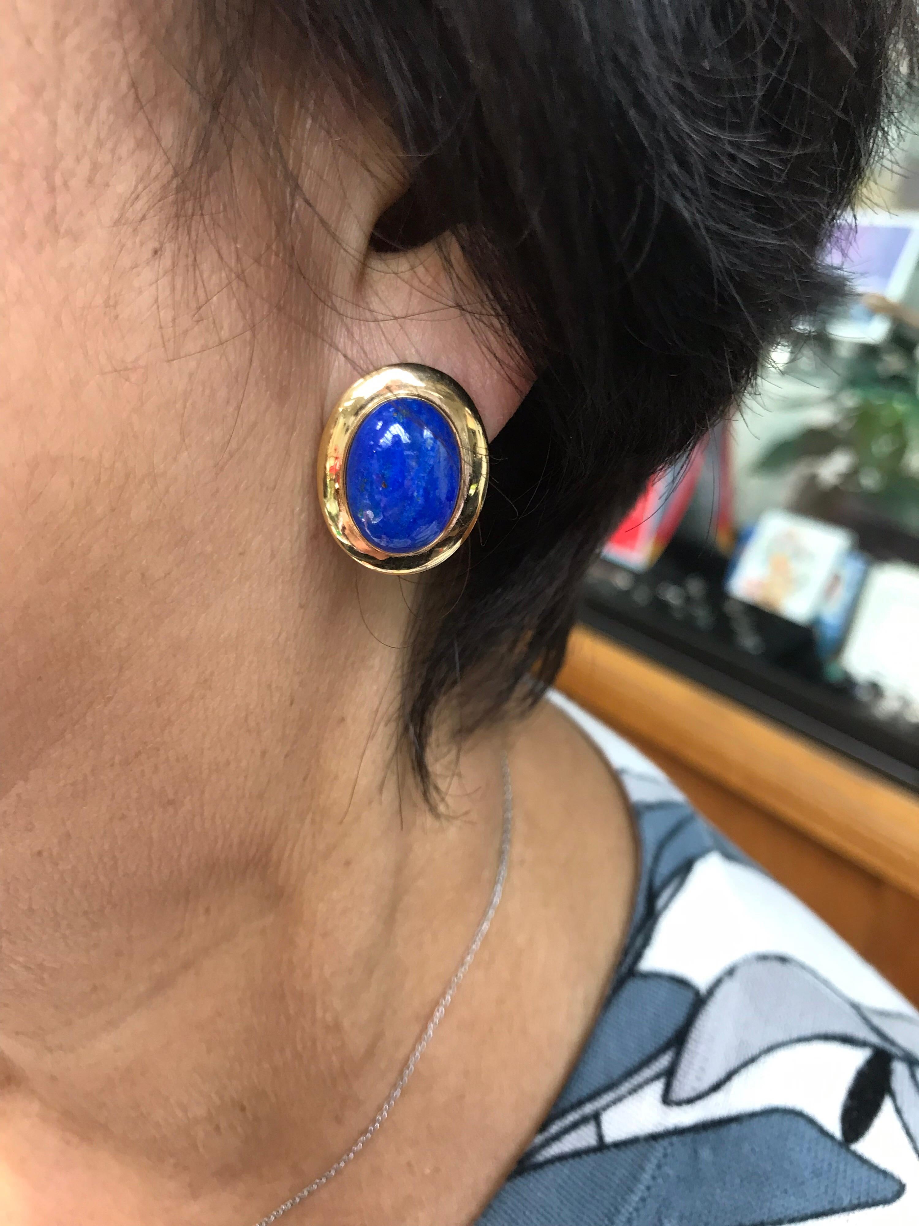 Contemporary Lapis Lazuli Gold Earrings