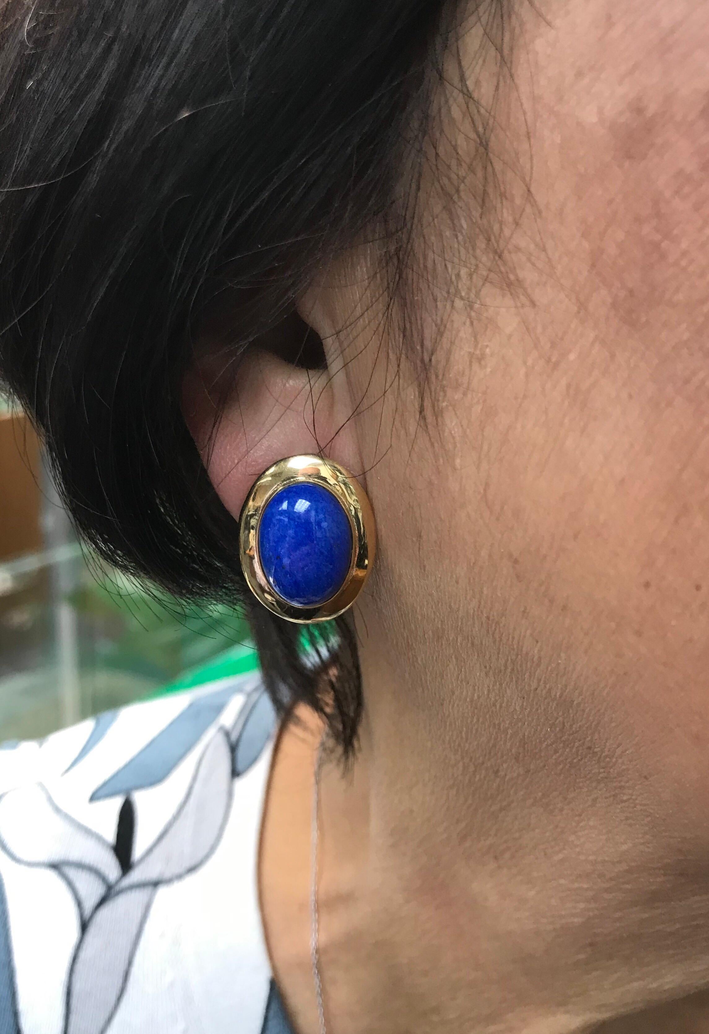 Lapis Lazuli Gold Earrings In Excellent Condition In Los Angeles, CA