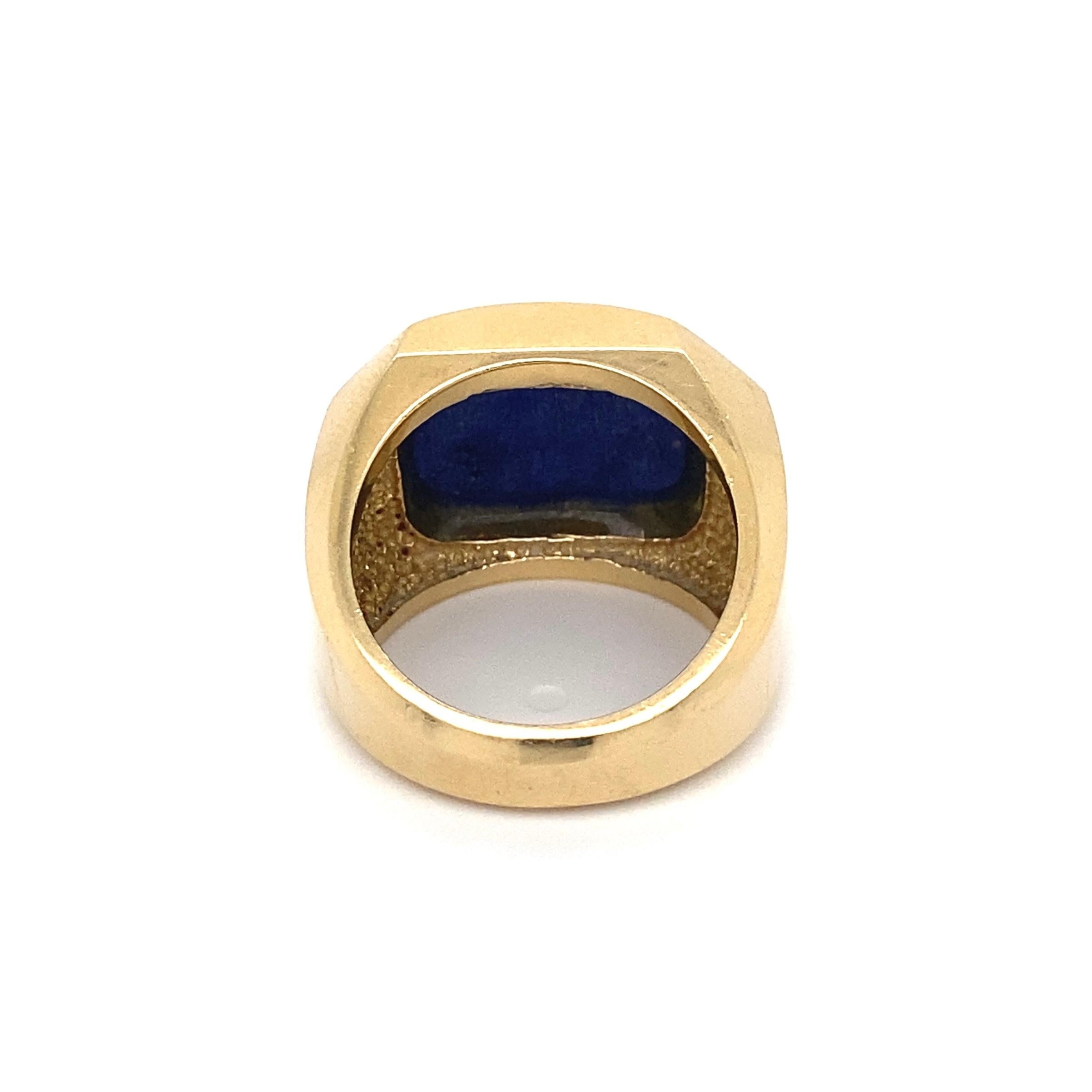 Modern Lapis Lazuli Gold Men’s Ring Estate Fine Jewelry