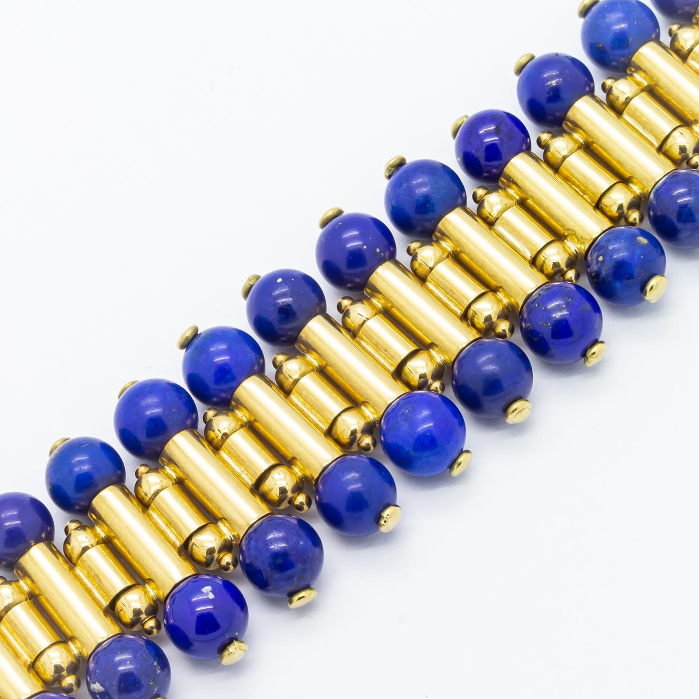 Lapis Lazuli Gold Necklace and Bracelet Suite 3