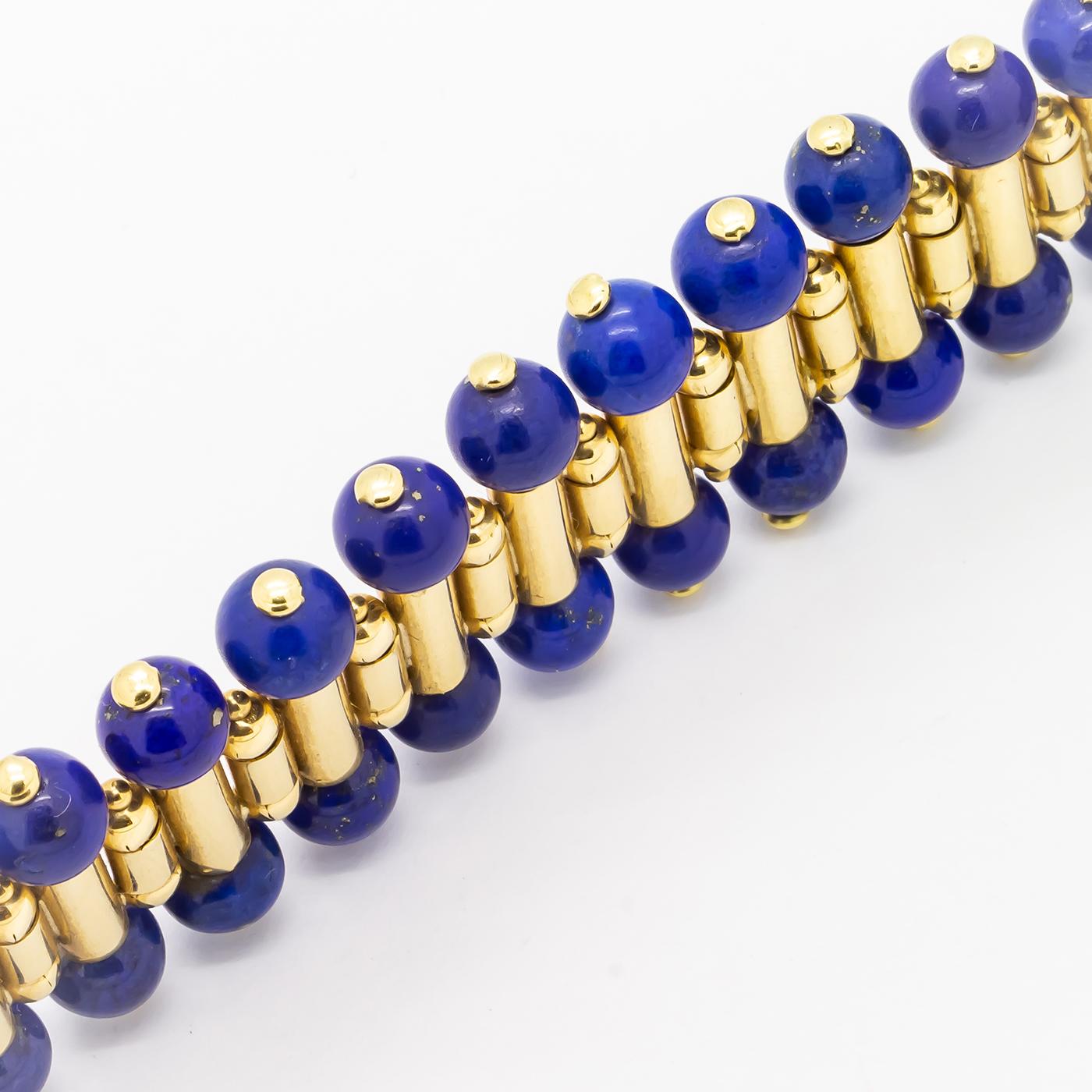 Lapis Lazuli Gold Necklace and Bracelet Suite 4
