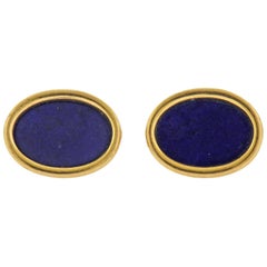 Vintage Lapis Lazuli Gold Oval Cufflinks