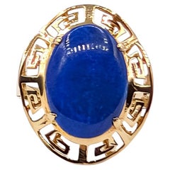Lapis Lazuli Greek Key Cocktail Ring in 14k Yellow Gold