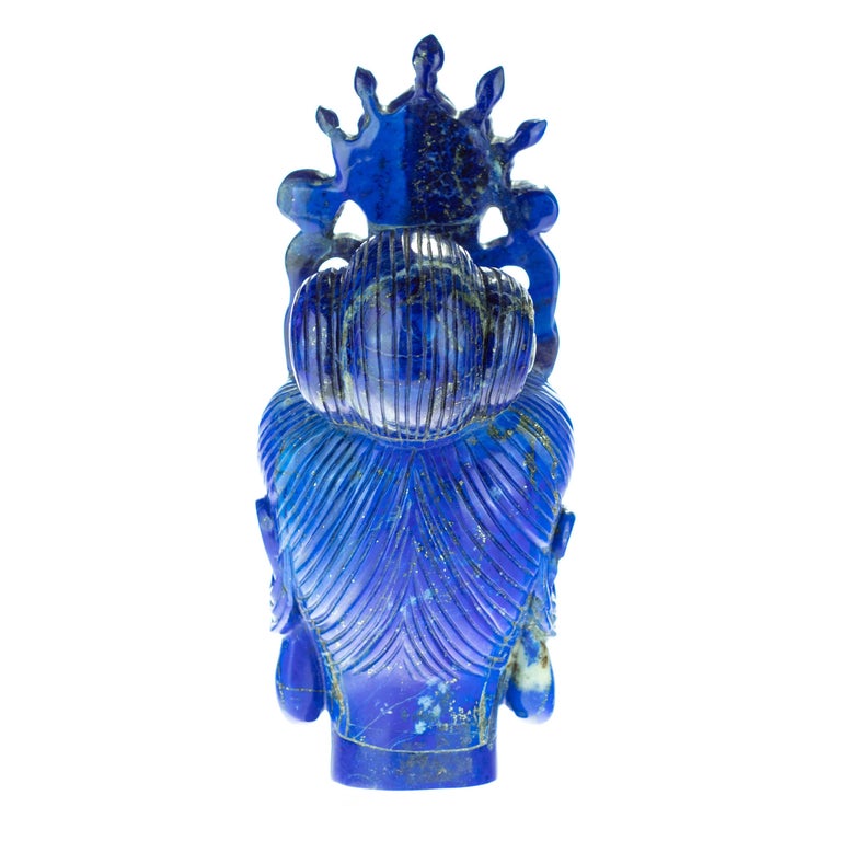 Lapis Lazuli Guanyin Bodhisattva Buddha Asian Head Bust Carved Statue  Sculpture For Sale at 1stDibs