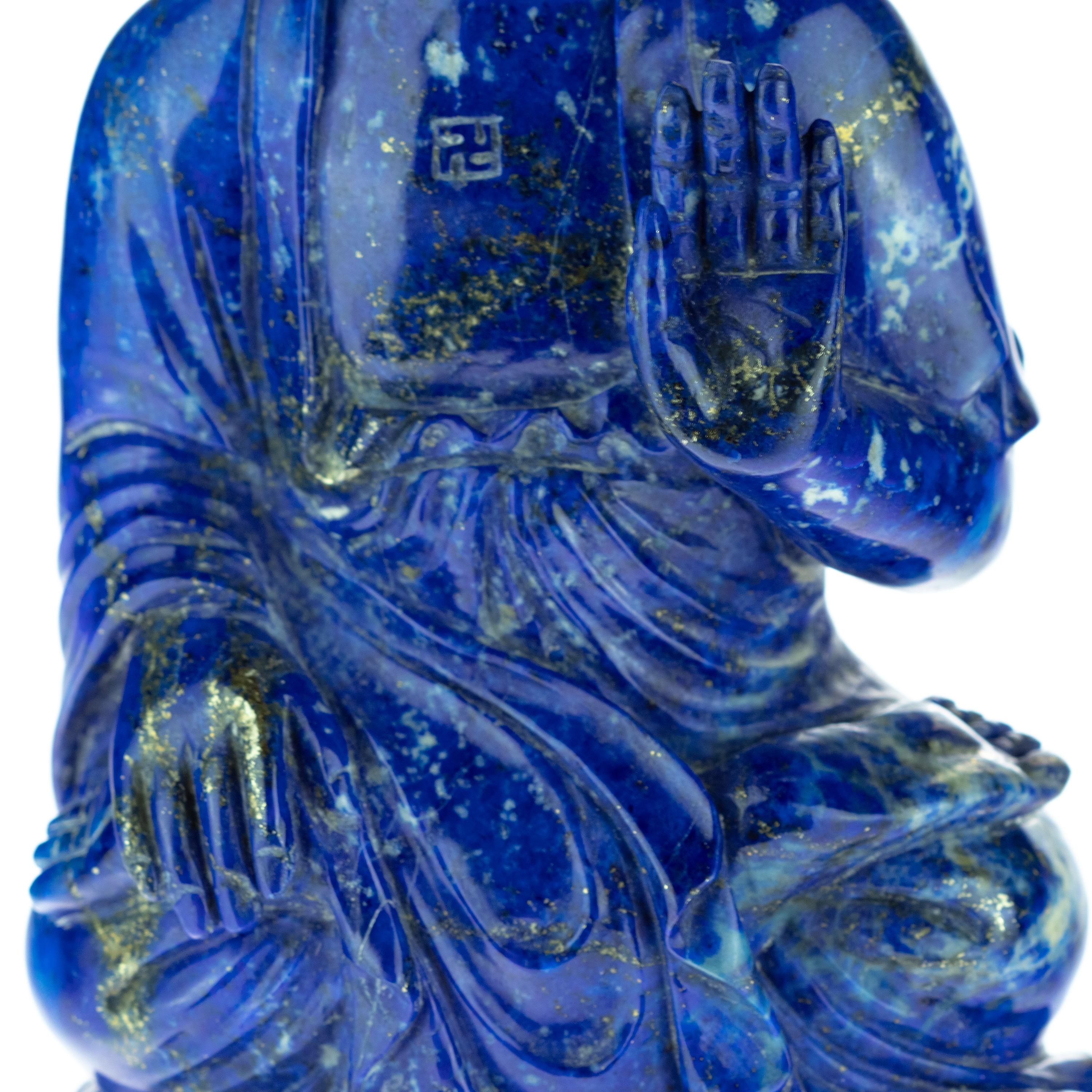 Chinese Export Lapis Lazuli Guanyin Bodhisattva Female Buddha Asian Art Carved Statue Sculpture For Sale