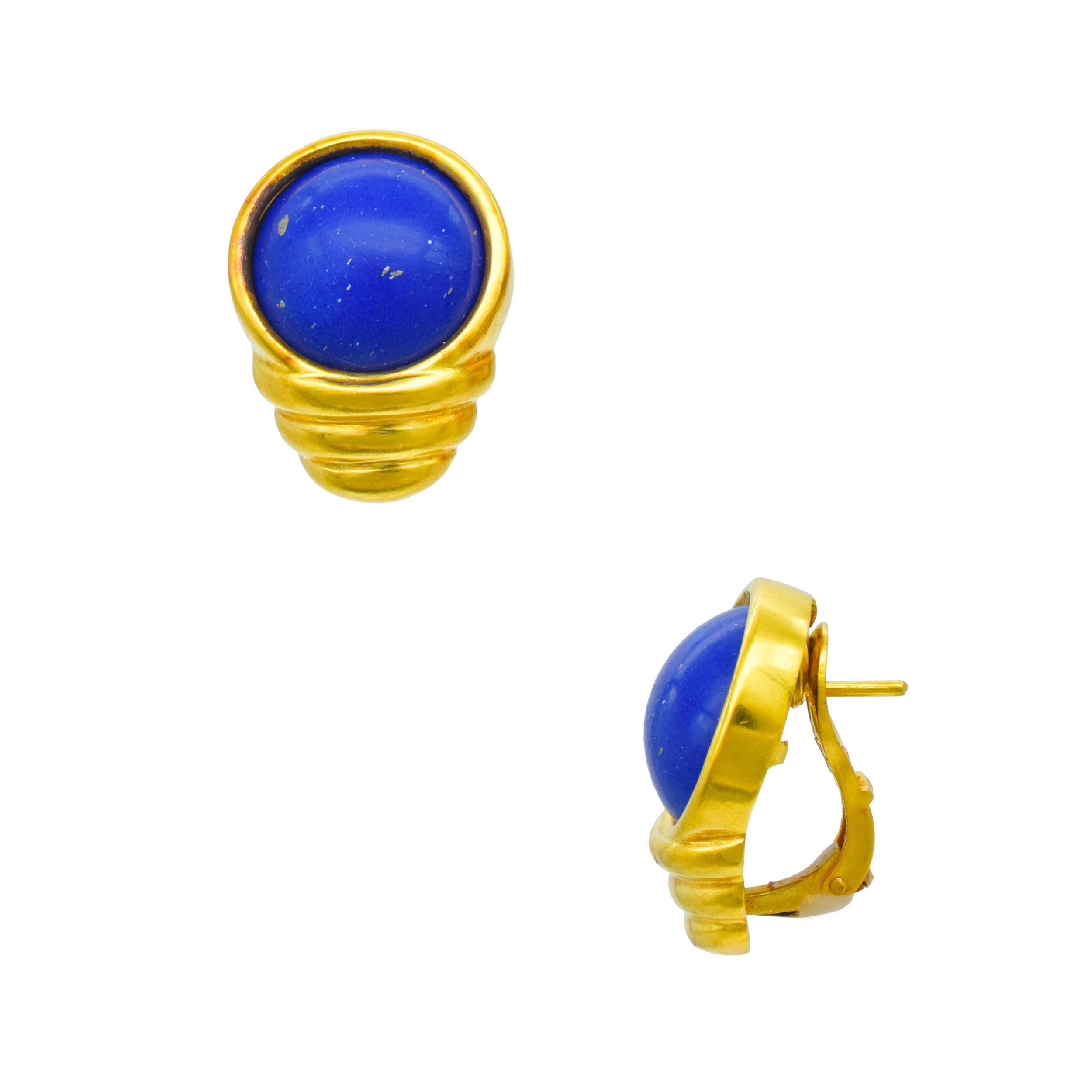 Lapis Lazuli   Collier et boucles d'oreilles en or martelé.  Or 22k en vente 5