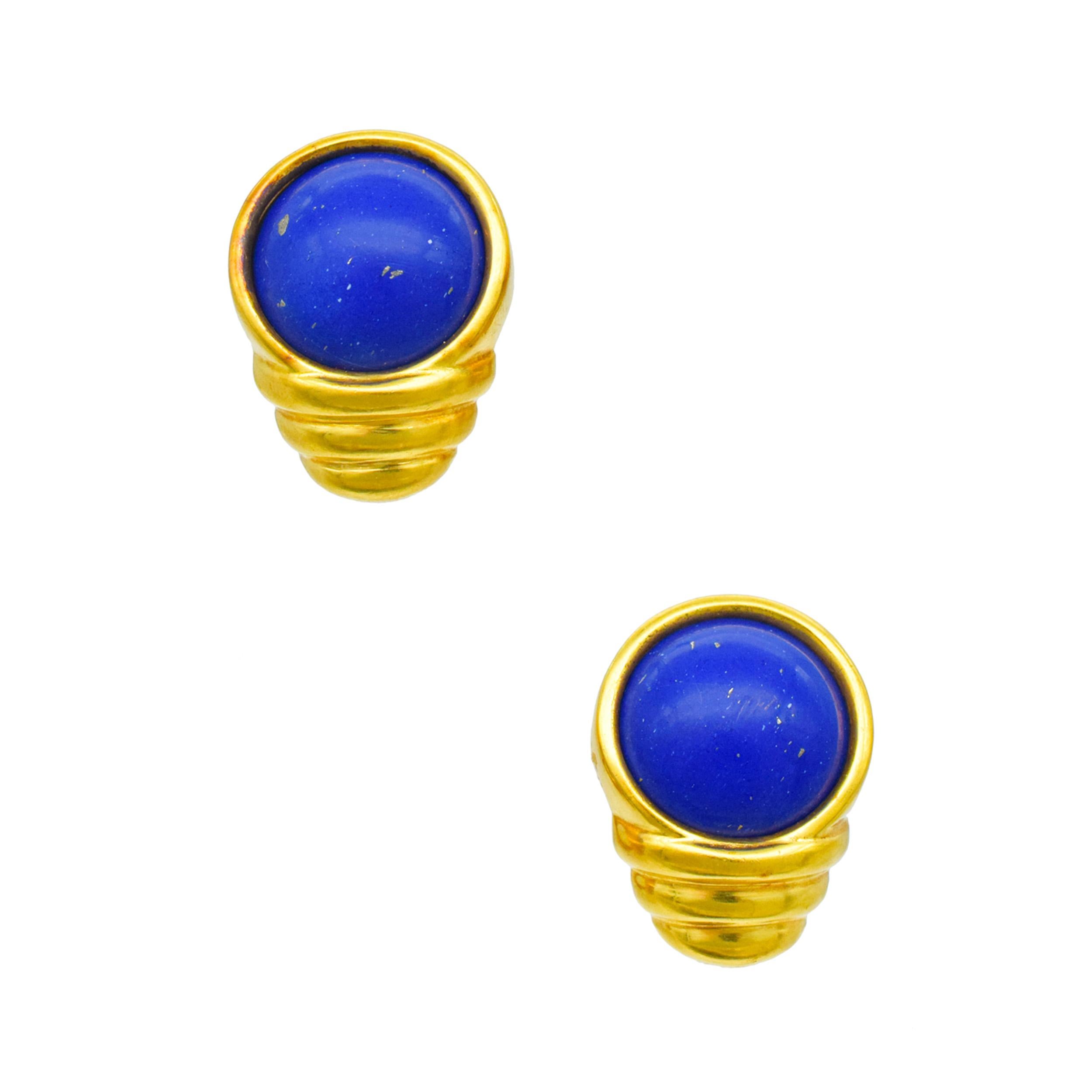 Lapis Lazuli   Collier et boucles d'oreilles en or martelé.  Or 22k en vente 6