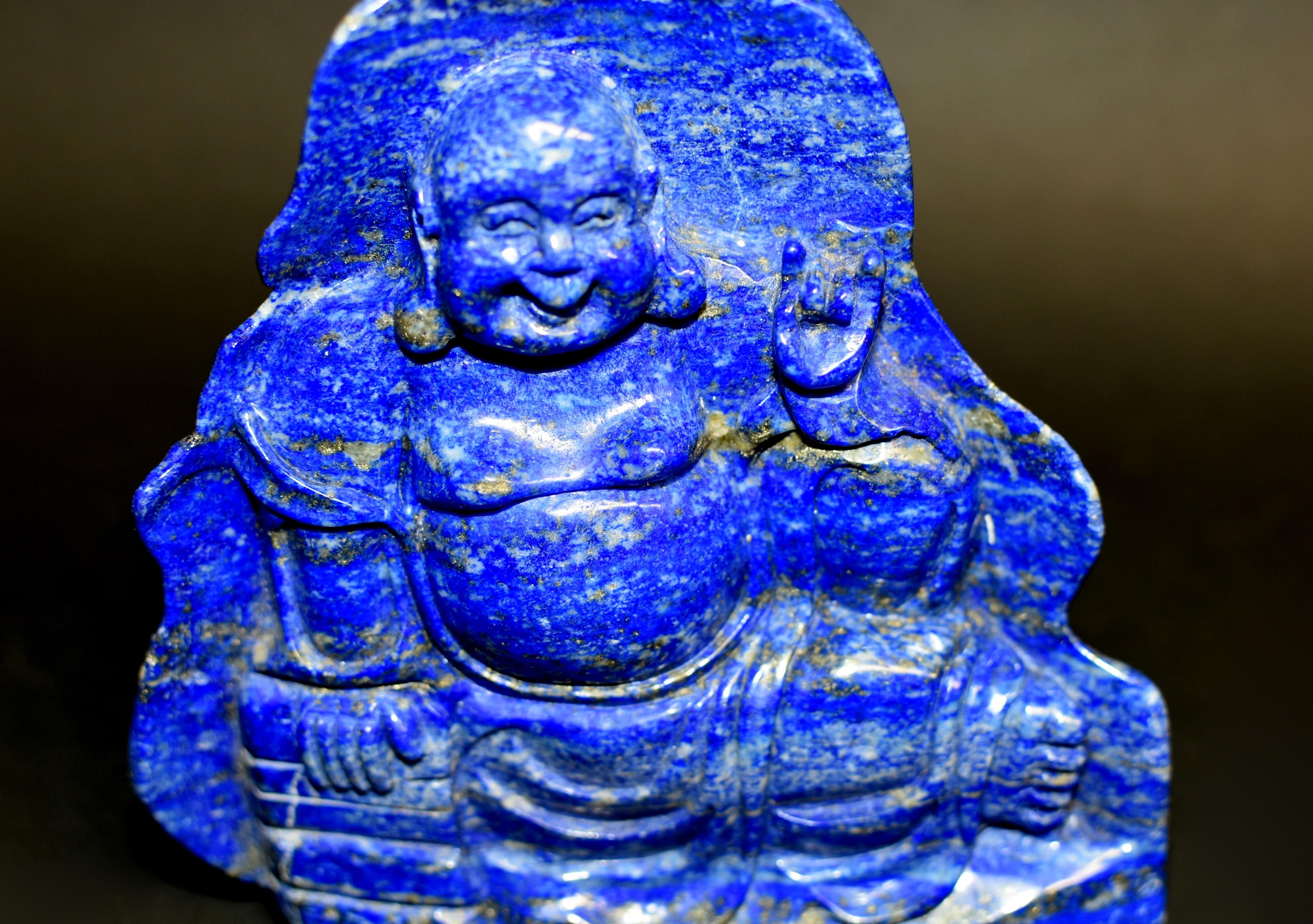 Happy Buddha-Statue aus Lapislazuli im Angebot 7