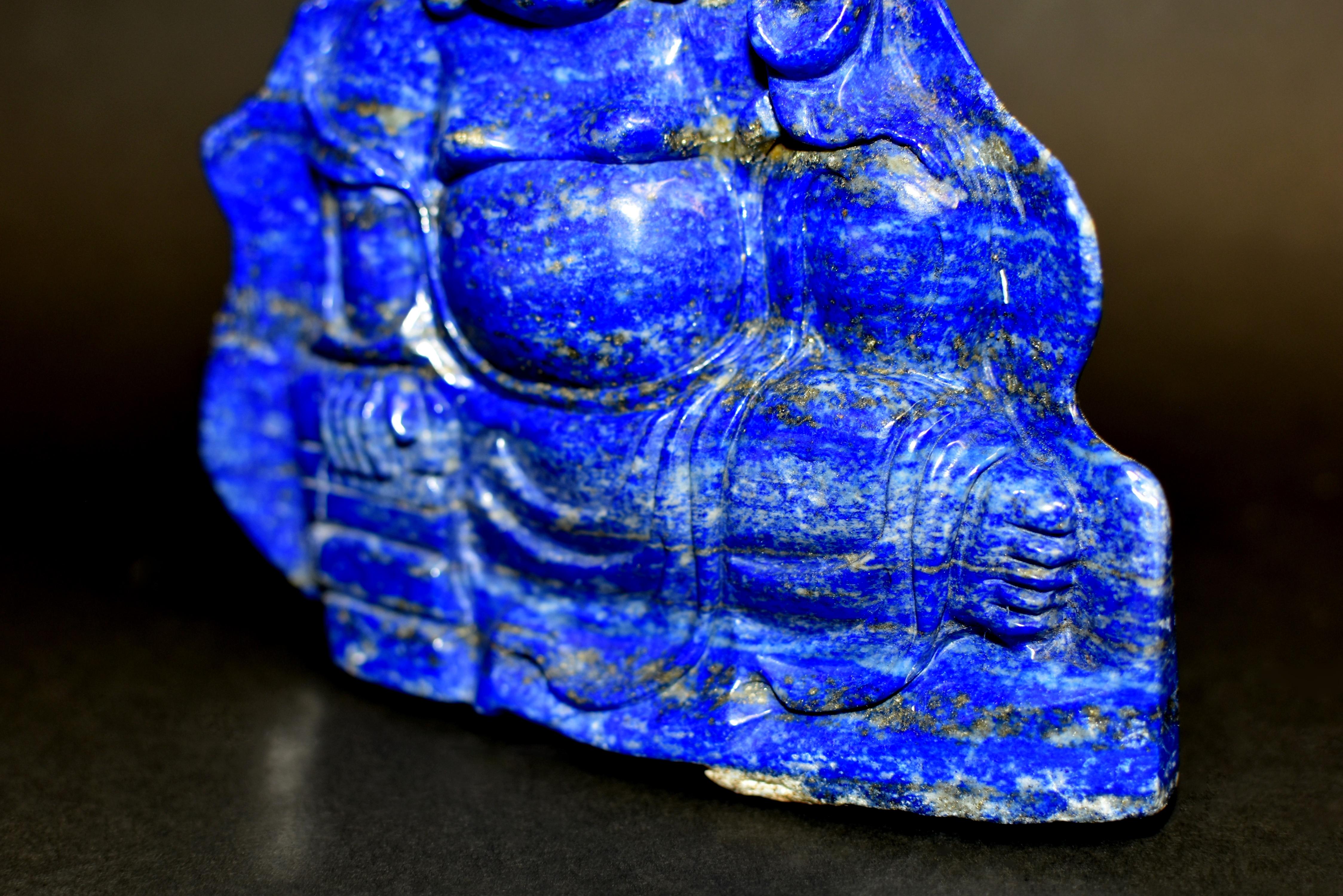 Happy Buddha-Statue aus Lapislazuli (Lapis Lazuli) im Angebot