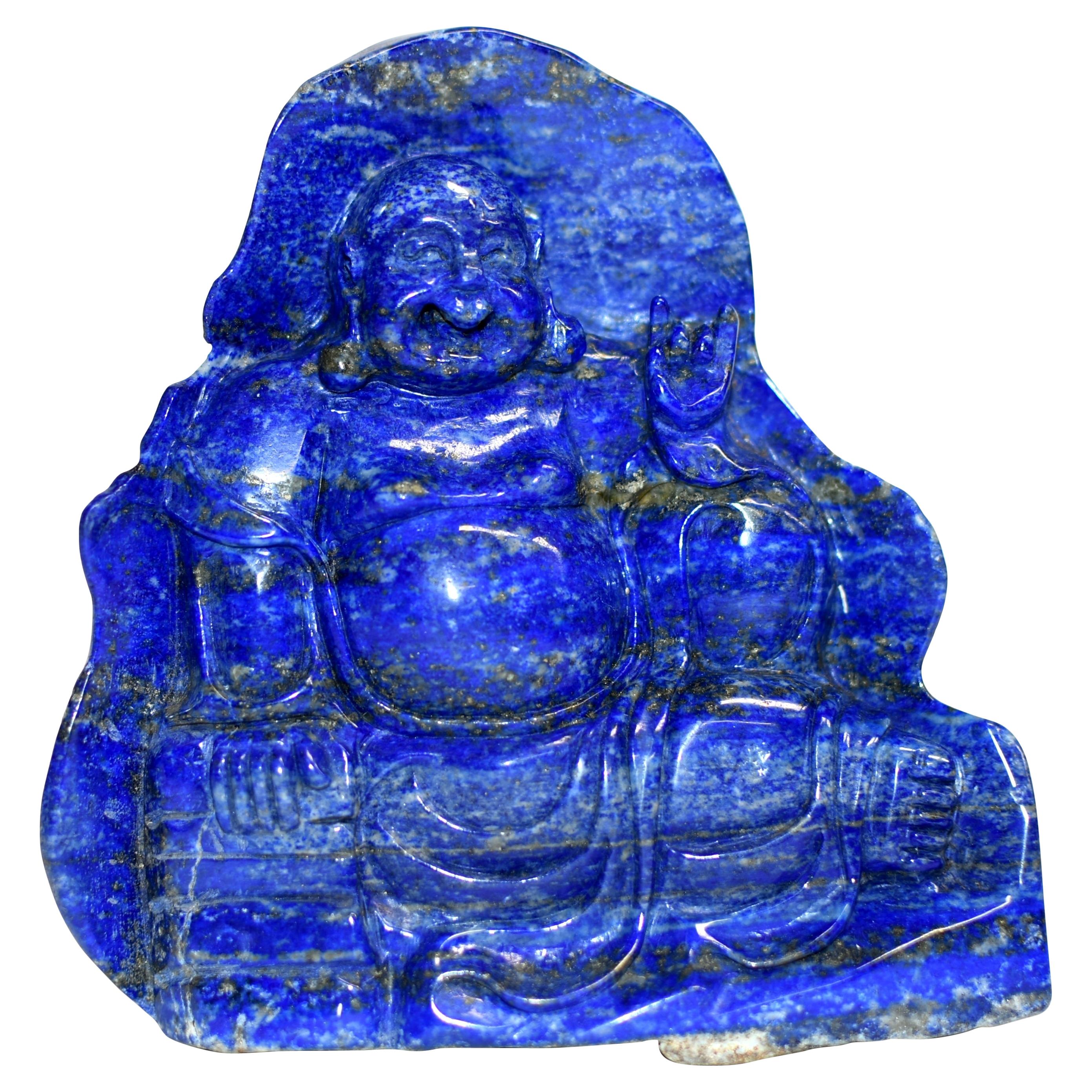 Happy Buddha-Statue aus Lapislazuli