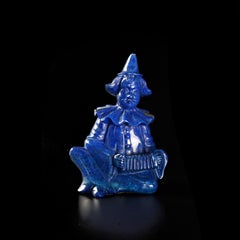 Lapis Lazuli Harlequin Clown Joy Happiness Carved Asian Art Statue Sculpture