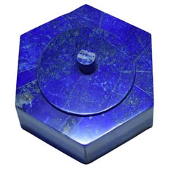 Sechseckige Schachtel aus Lapislazuli 3,5"