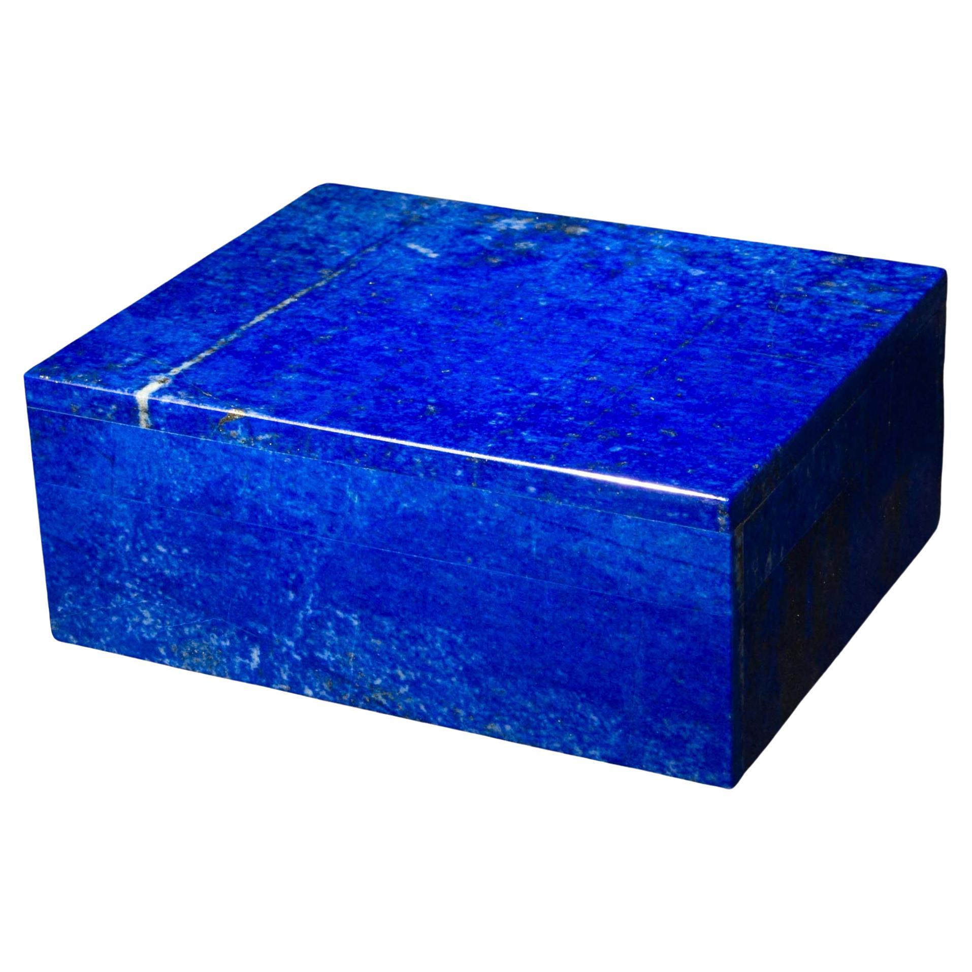 Boîte à charnières en lapis-lazuli, 4" (en anglais) en vente