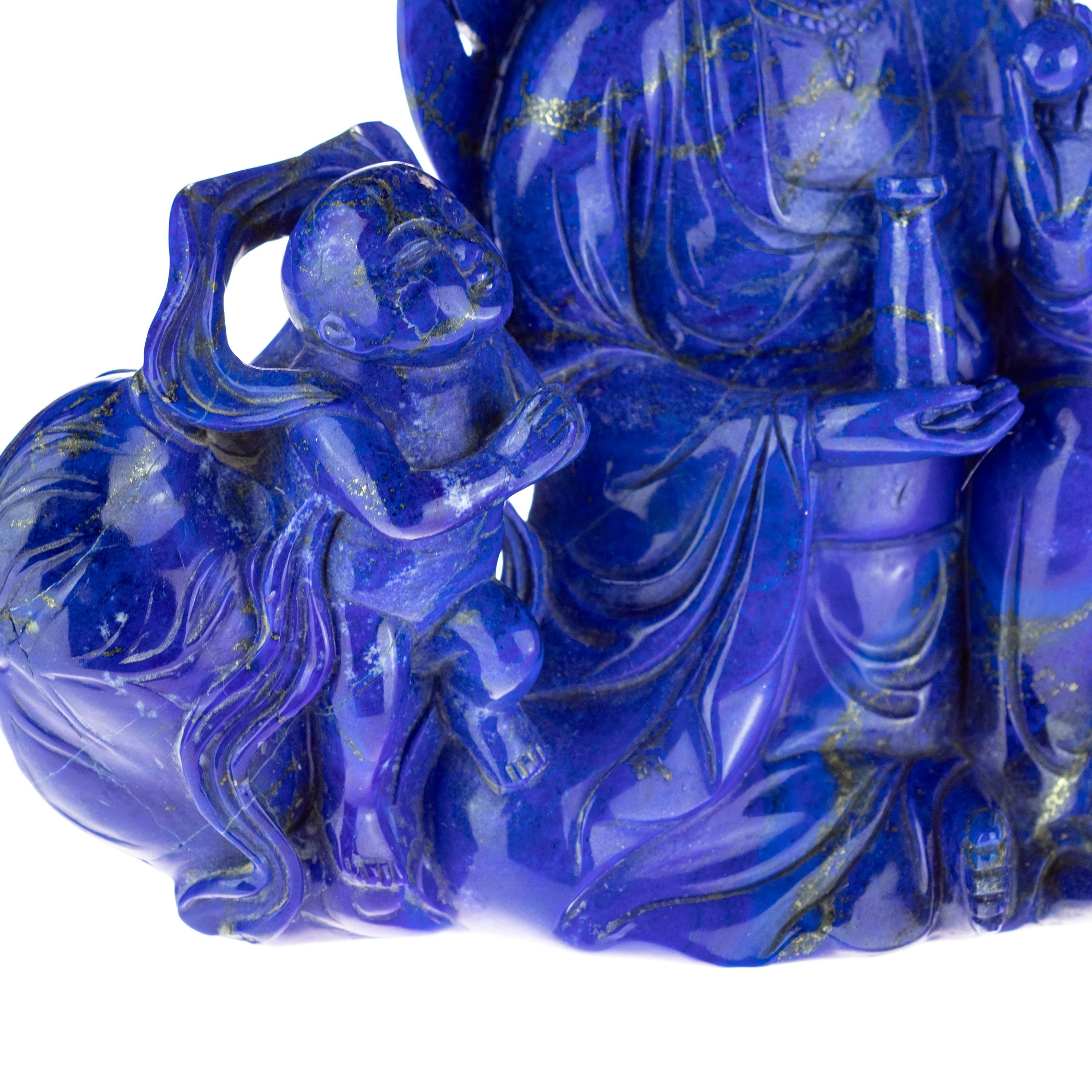 Lapis Lazuli Holy Virgin With Child Figurine Carved Blue Statue Sculpture For Sale 3