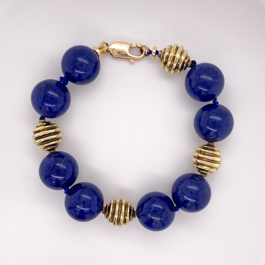 Bracelet en Lapis Lazuli avec or 18K, poignet 6