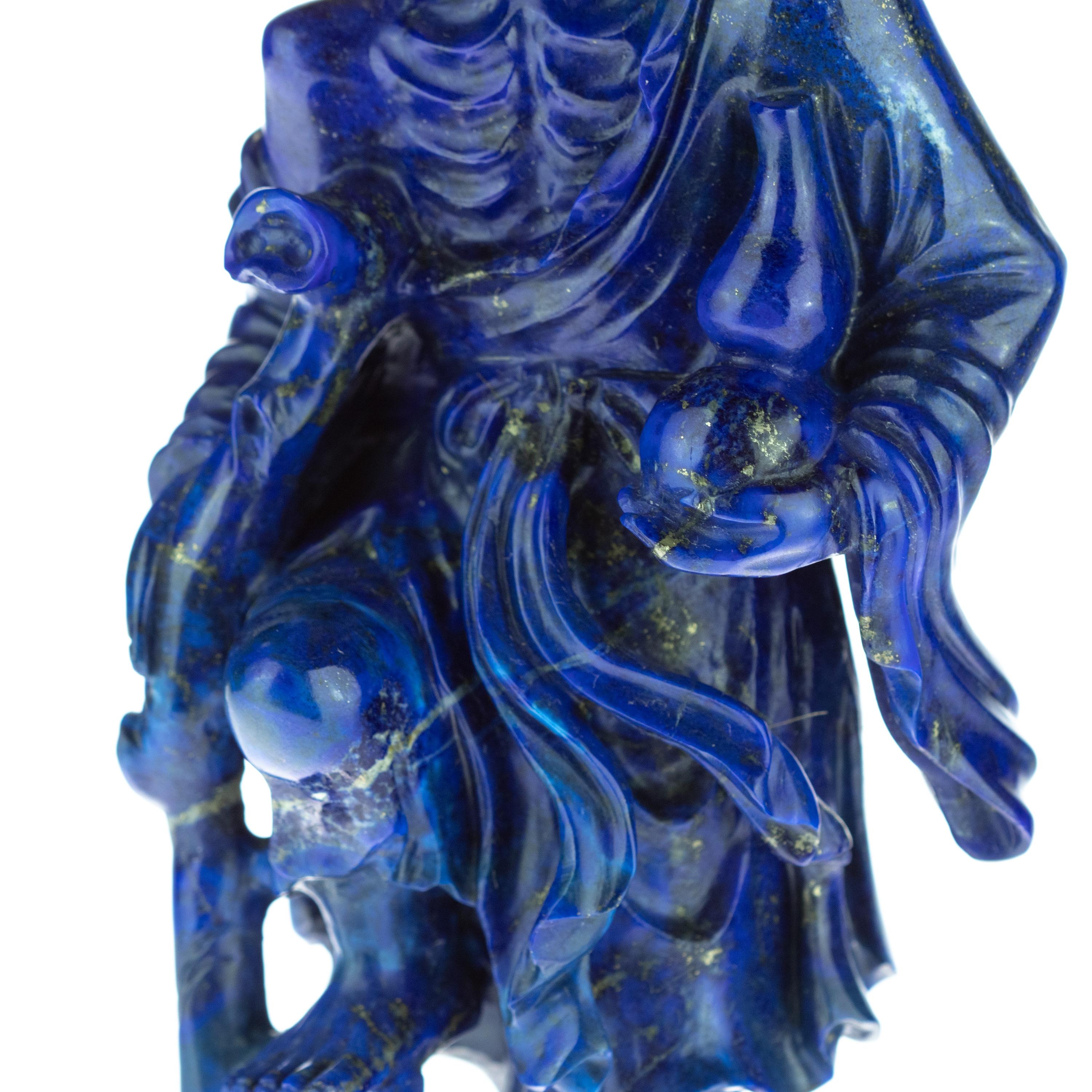 Late 20th Century Lapis Lazuli Man Figurine Carved Human Spiritual Artisanal Statue Sculpture For Sale