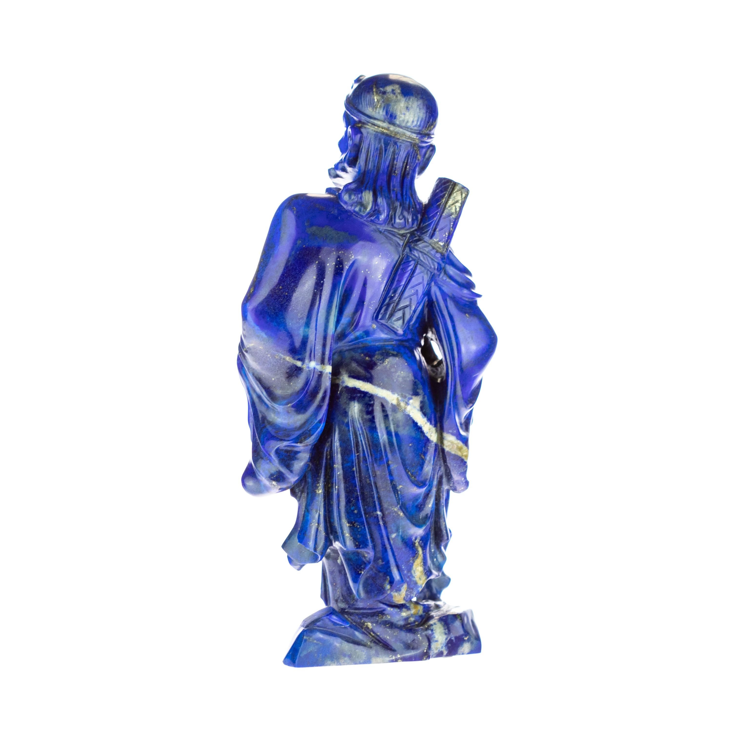 Hong Kong Lapis Lazuli Man Figurine Carved Human Spiritual Artisanal Statue Sculpture For Sale