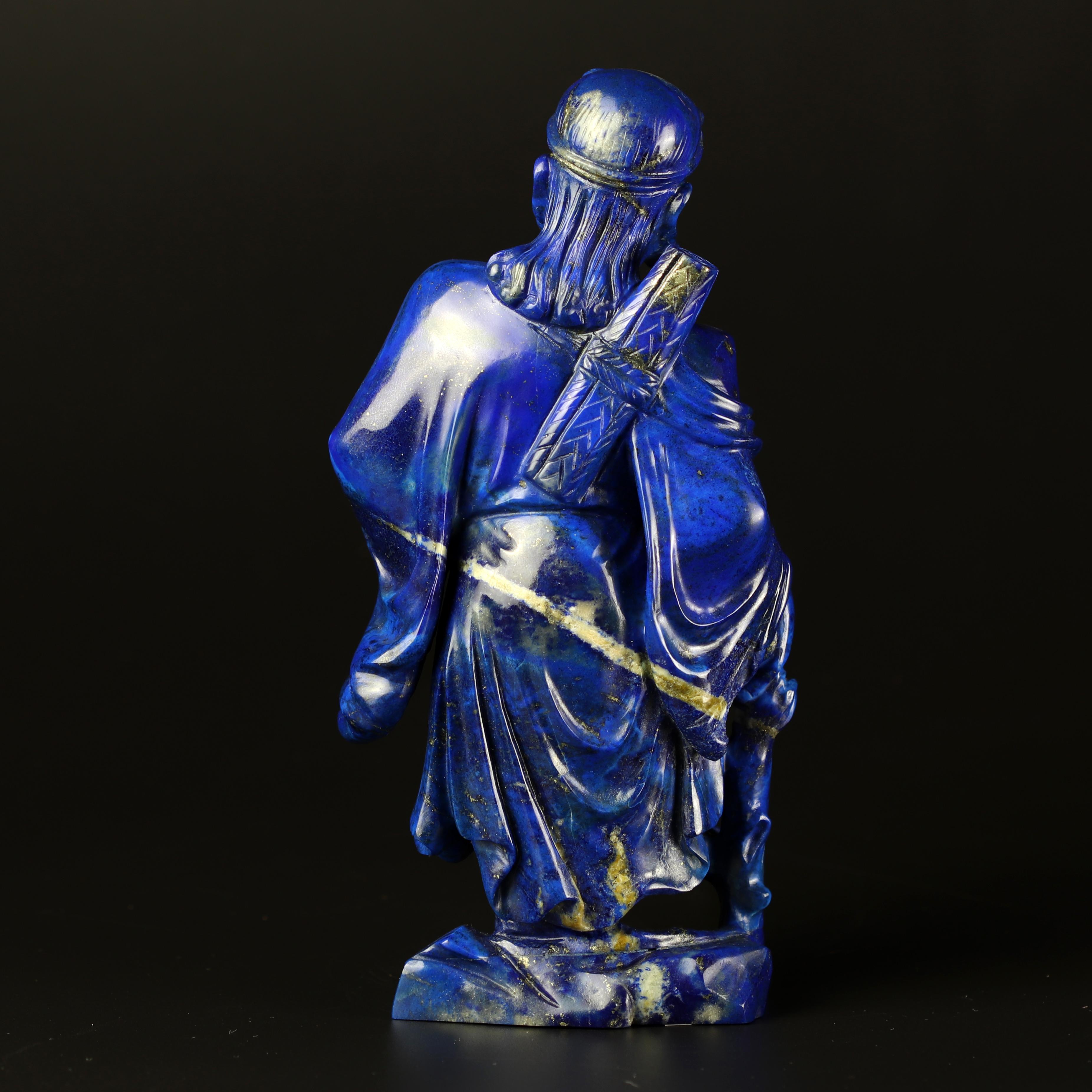 Hand-Carved Lapis Lazuli Man Figurine Carved Human Spiritual Artisanal Statue Sculpture For Sale