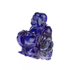 Lapis Lazuli Meditation Buddha Carved Gemstone Asian Art Statue Sculpture