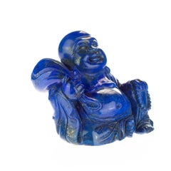 Lapis Lazuli Meditation Buddha Carved Gemstone Asian Art Statue Sculpture