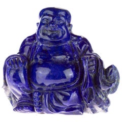 Lapis Lazuli Meditation Buddha Carved Gemstone Asian Art Statue Sculpture