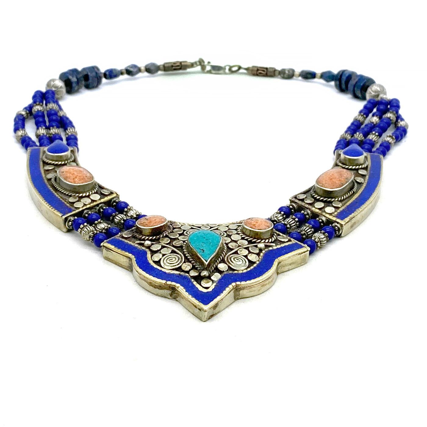 Bead Lapis Lazuli Multi-Strand Necklace from Turkey For Sale