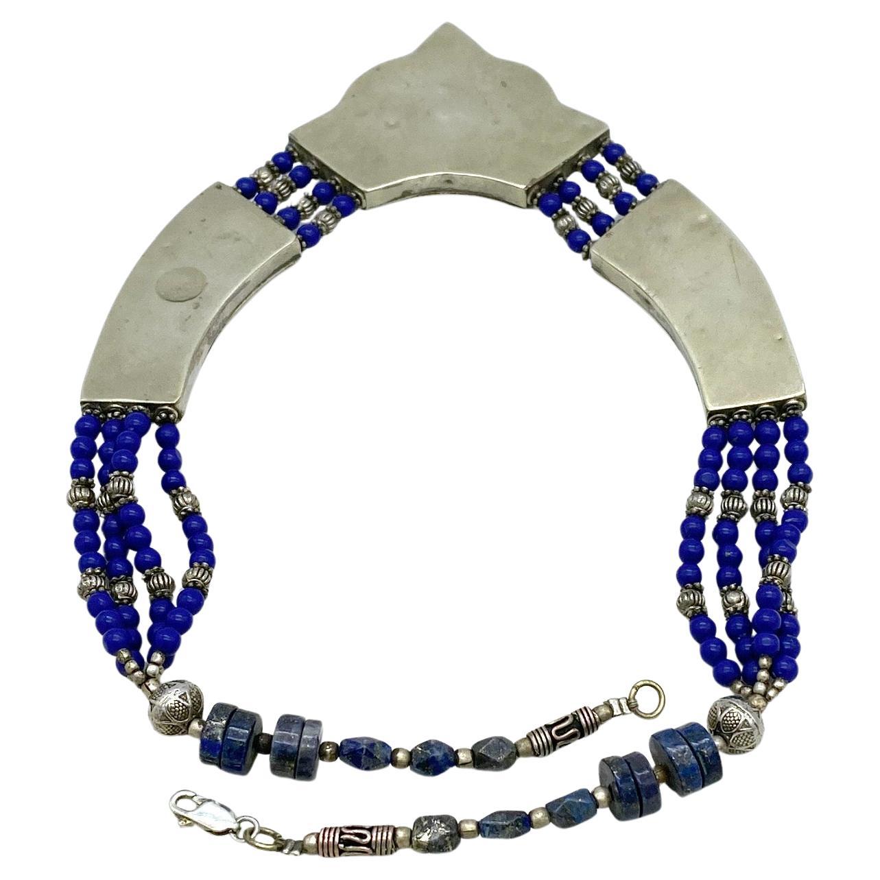 Lapis Lazuli Multi-Strand Necklace from Turkey For Sale 2
