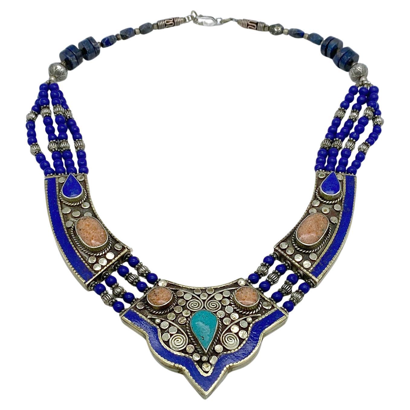 Collier multibrins en lapis-lazuli de Turquie
