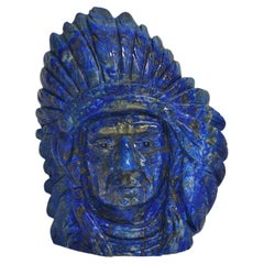 Antique Lapis Lazuli Native American Indian Chief Statue