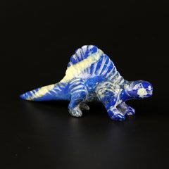 Lapis Lazuli Natural Blue Dinosaur Figurine Carved Animal Asian Statue Sculpture