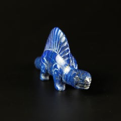Lapis Lazuli Natural Blue Dinosaur Figurine Carved Animal Asian Statue Sculpture