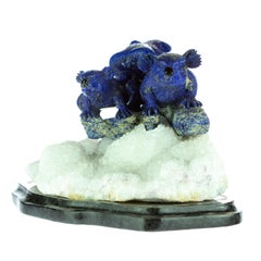 Lapis Lazuli Natural Blue Koala Family Carved Animal Australia Statue Sculpture