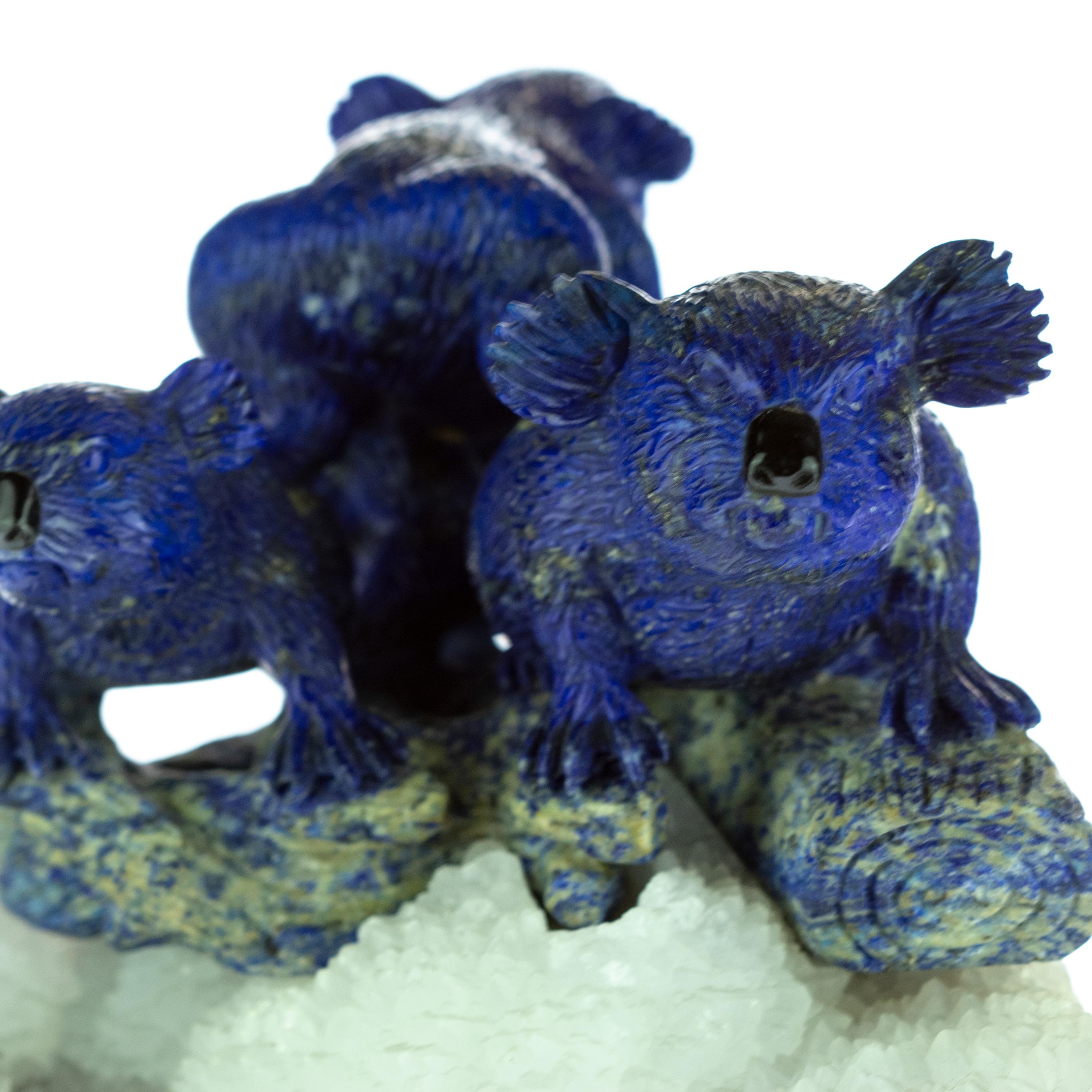 Late 20th Century Lapis Lazuli Natural Blue Koala Family Carved Animal Australia Statue Sculpture For Sale