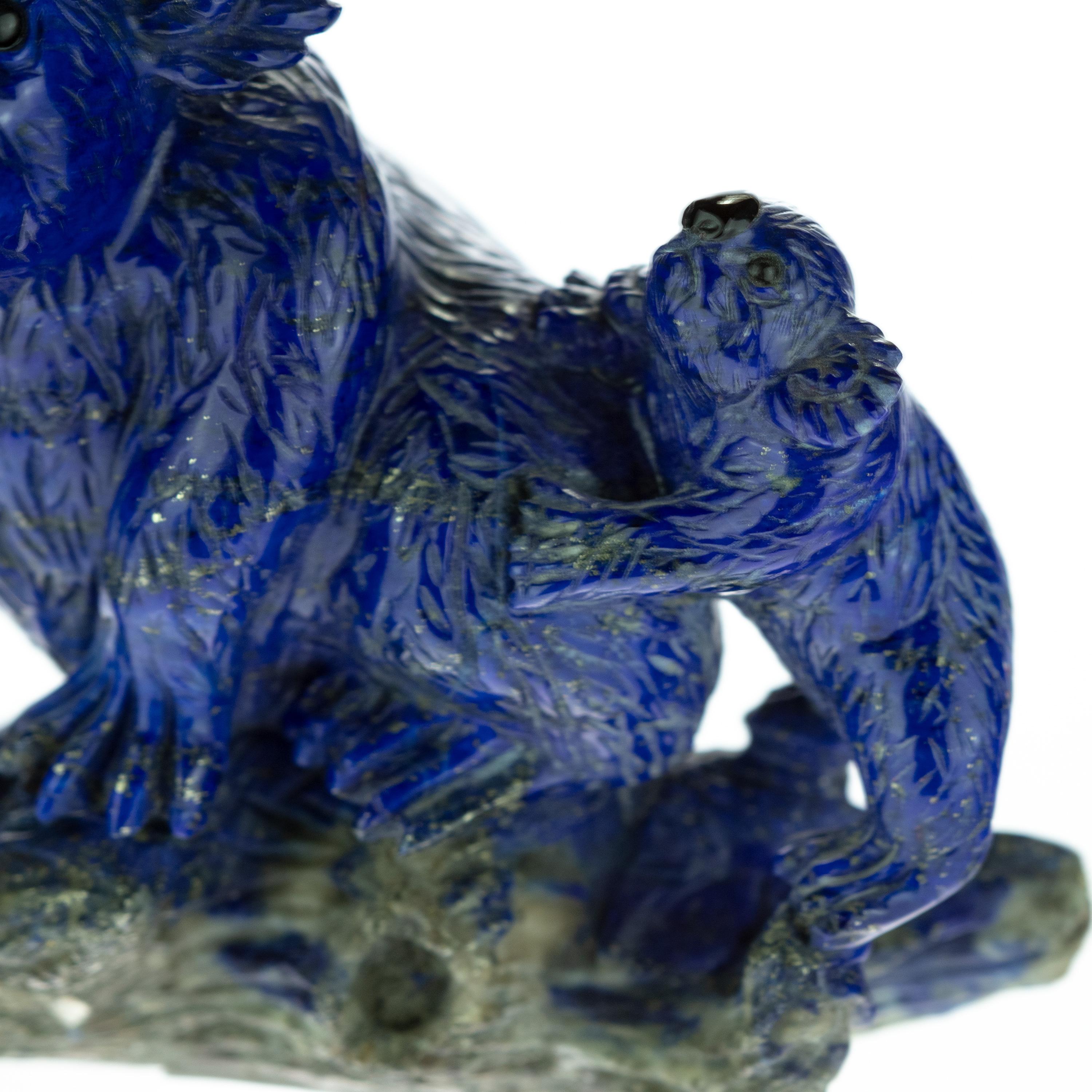 Lapis Lazuli Natural Blue Koala Family Carved Animal Australia Statue Sculpture In Excellent Condition For Sale In Milano, IT