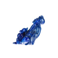 Lapis Lazuli Natural Blue Wise Buddha Carved Gemstone Asian Art Statue Sculpture