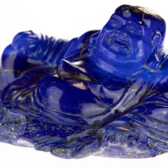 Lapis Lazuli Natural Blue Wise Buddha Carved Gemstone Asian Art Statue Sculpture