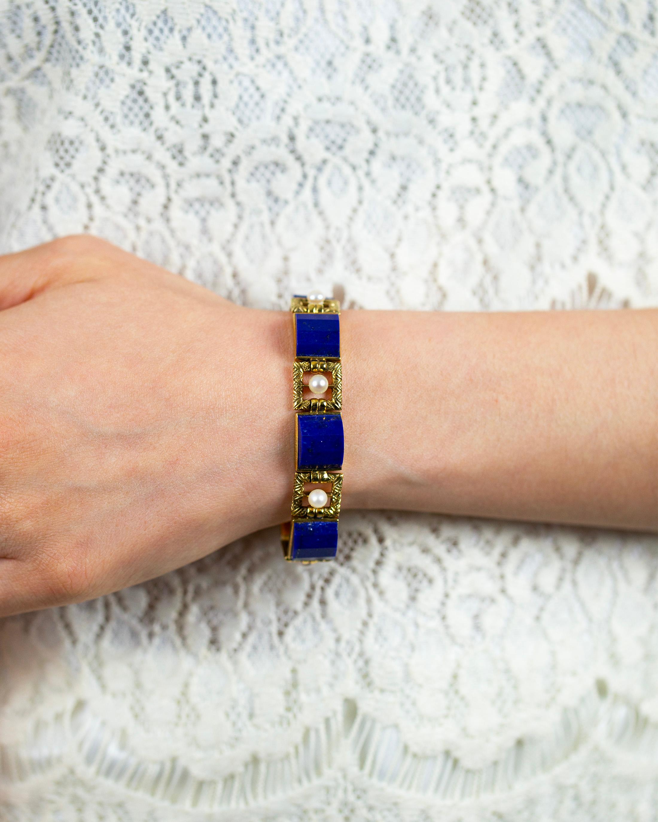 lapis lazuli and gold bracelet